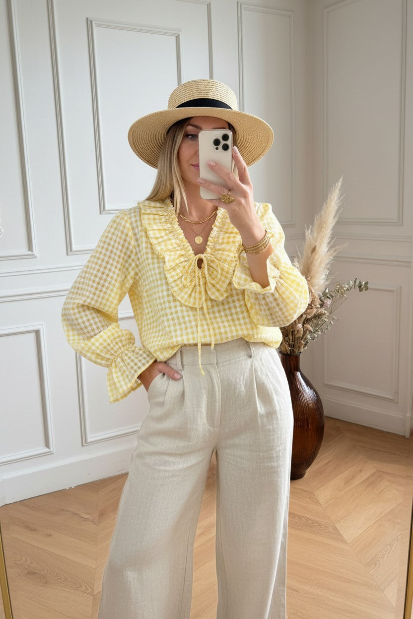 Blouse Vichy ✦ Jaune ✦ Fraîcheur & Élégance La Chica