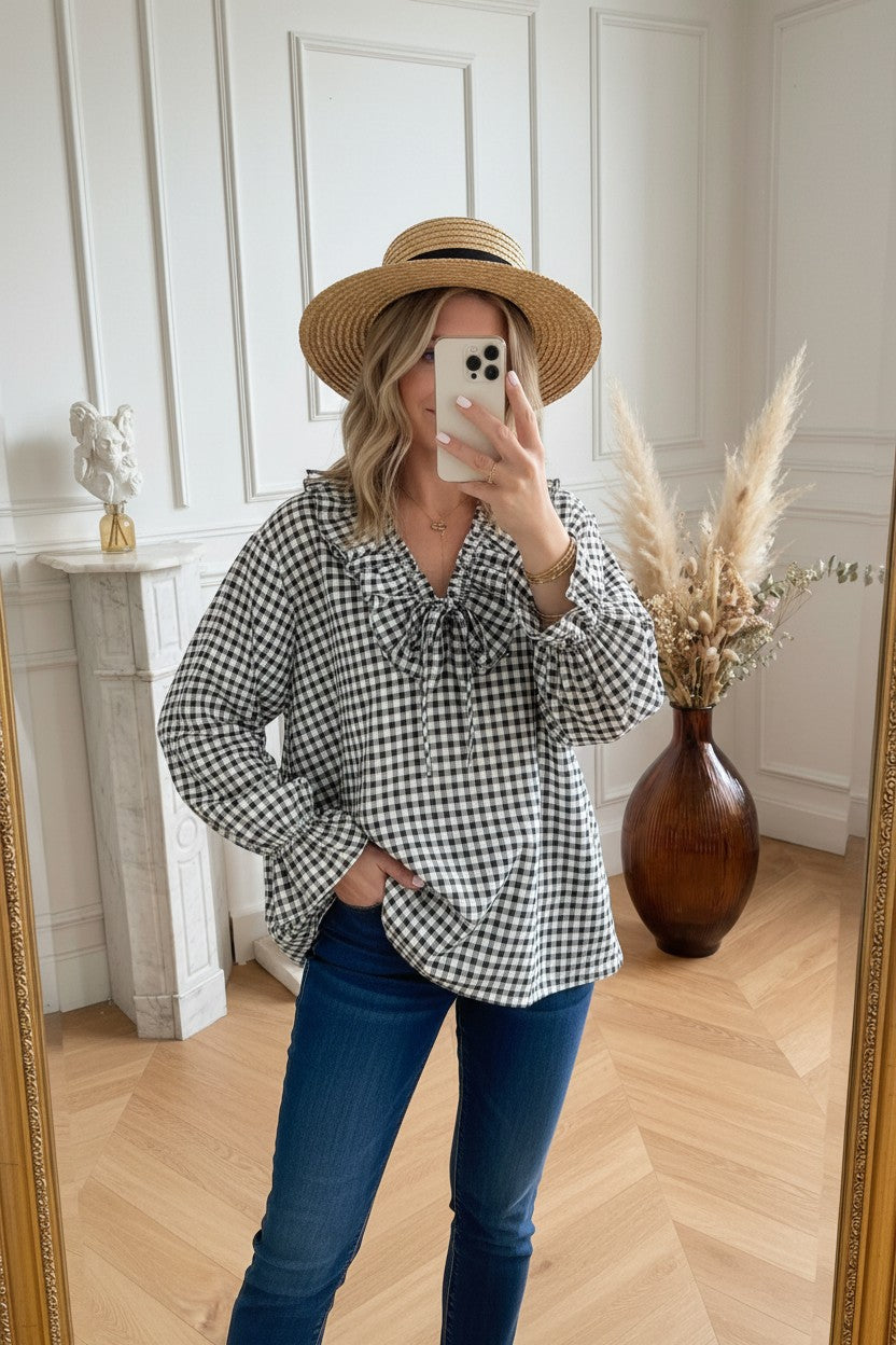 Blouse Vichy ✦ Noir & Blanc ✦ Esprit Chic & Intemporel La Chica