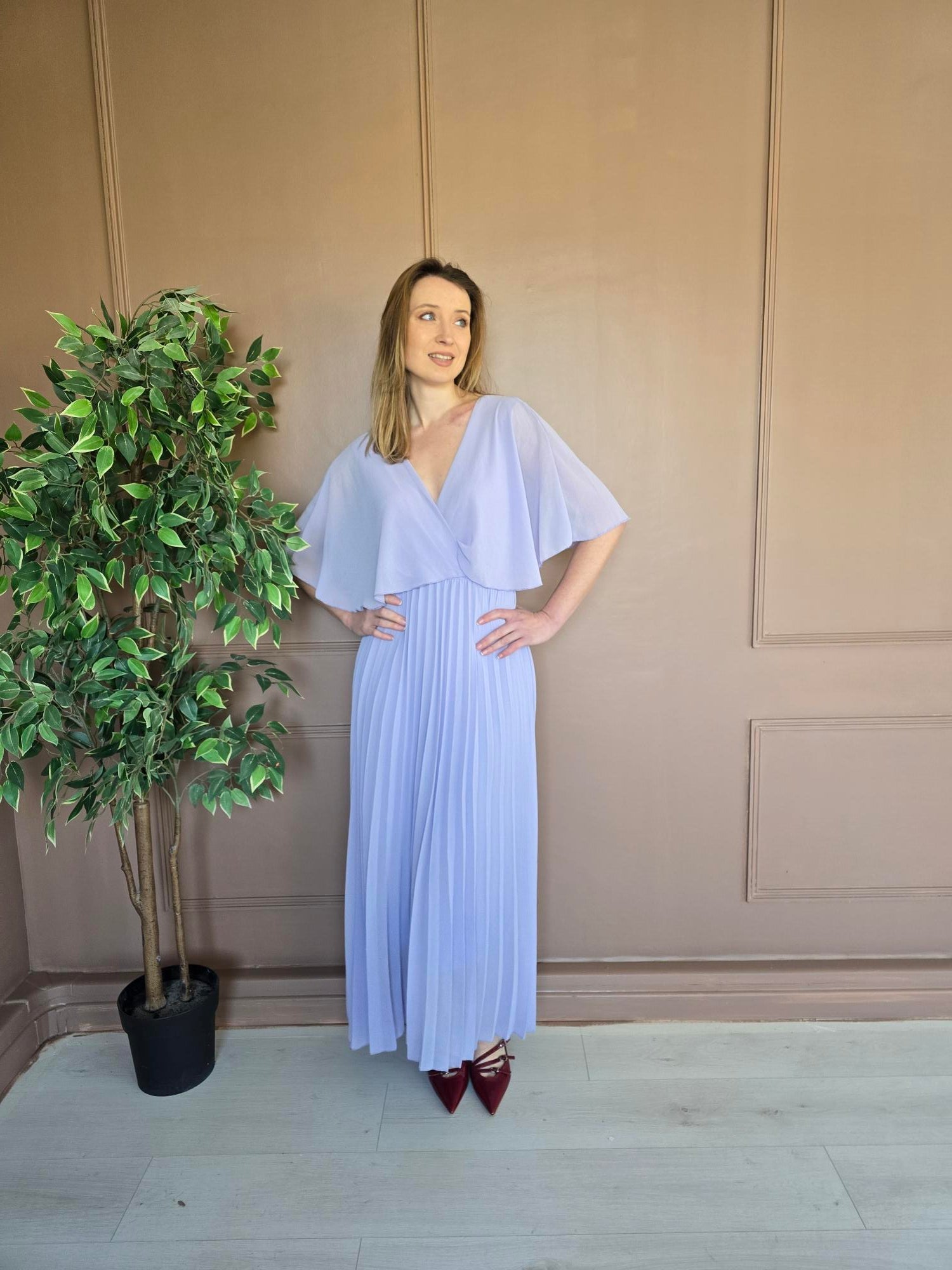 Robe longue plissée parme femme – La Chica
