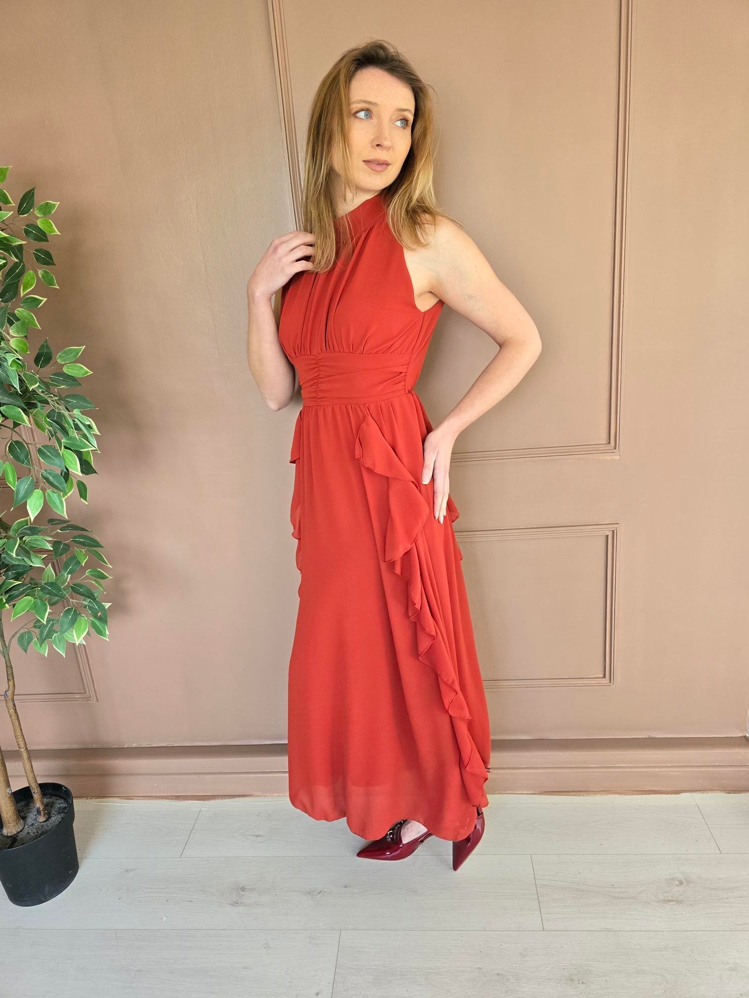 Robe longue multicolore vue de dos femme – La Chica