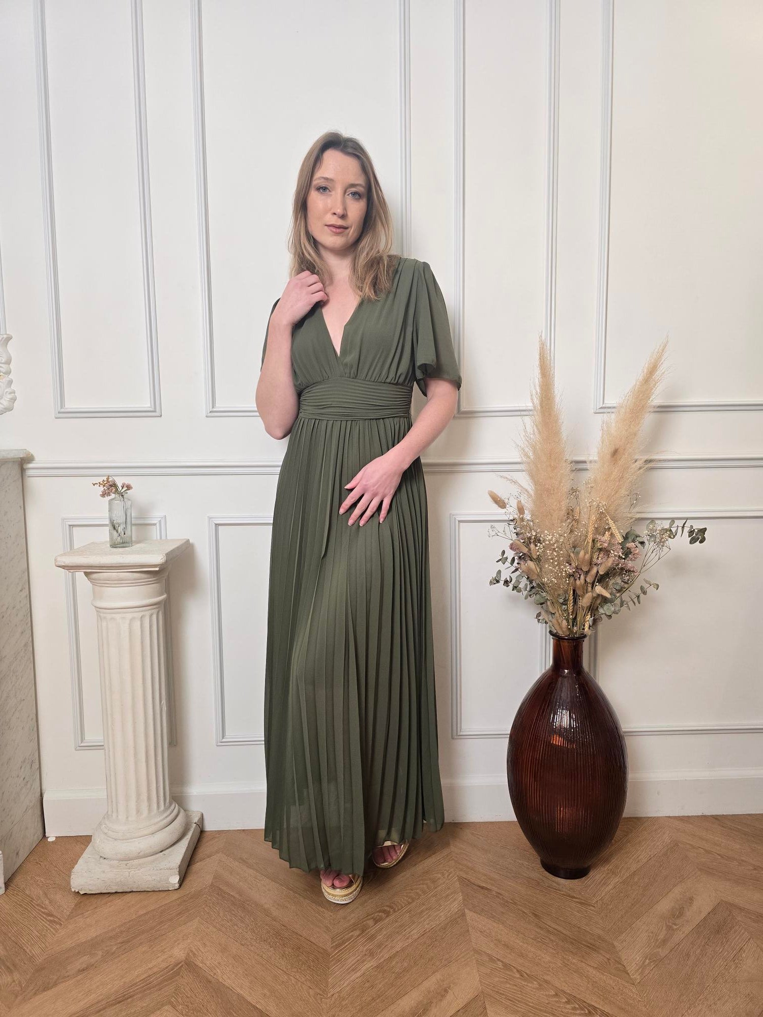 Robe longue vert forêt femme – La Chica