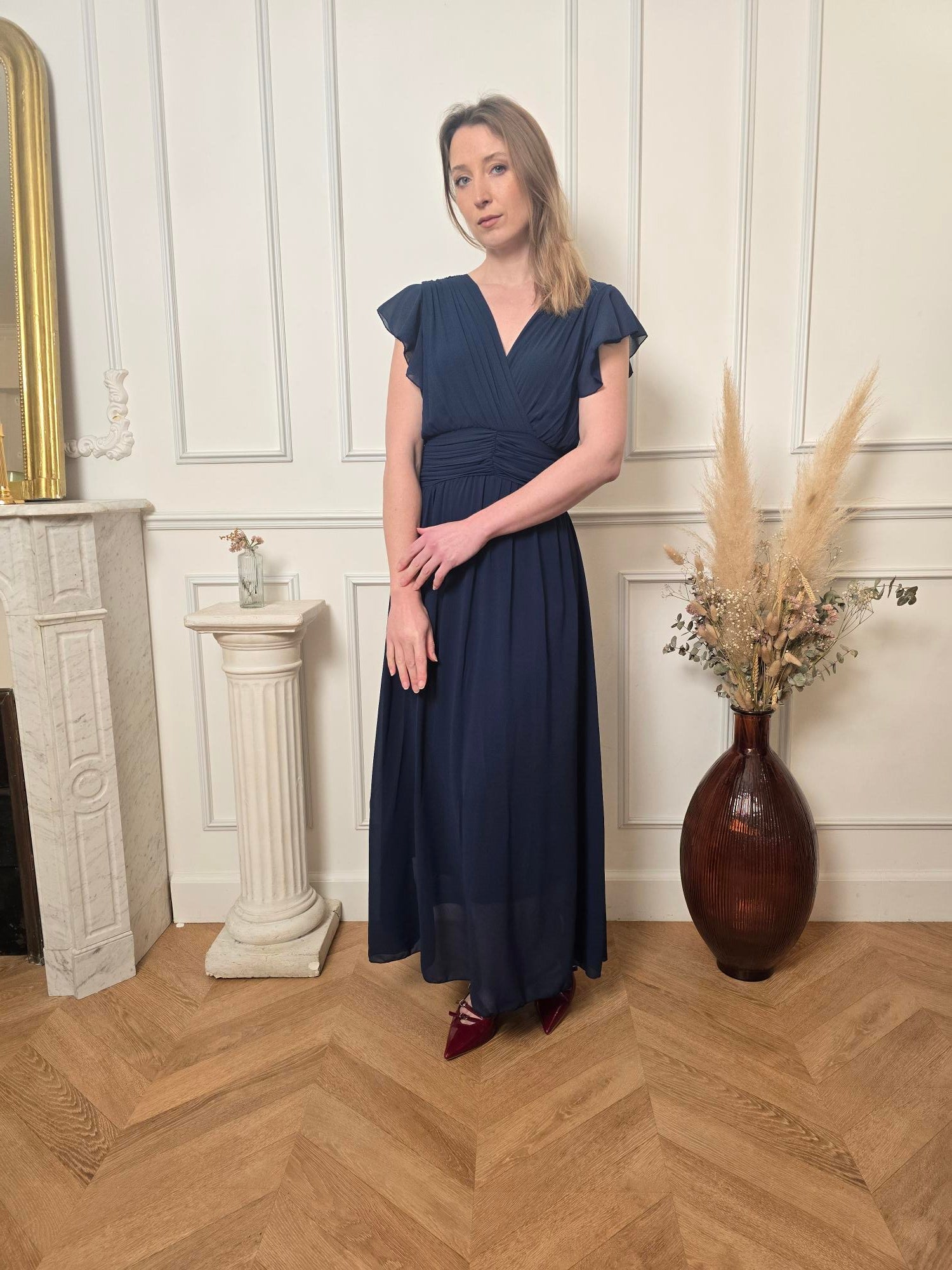 Robe longue bleu marine détail – La Chica