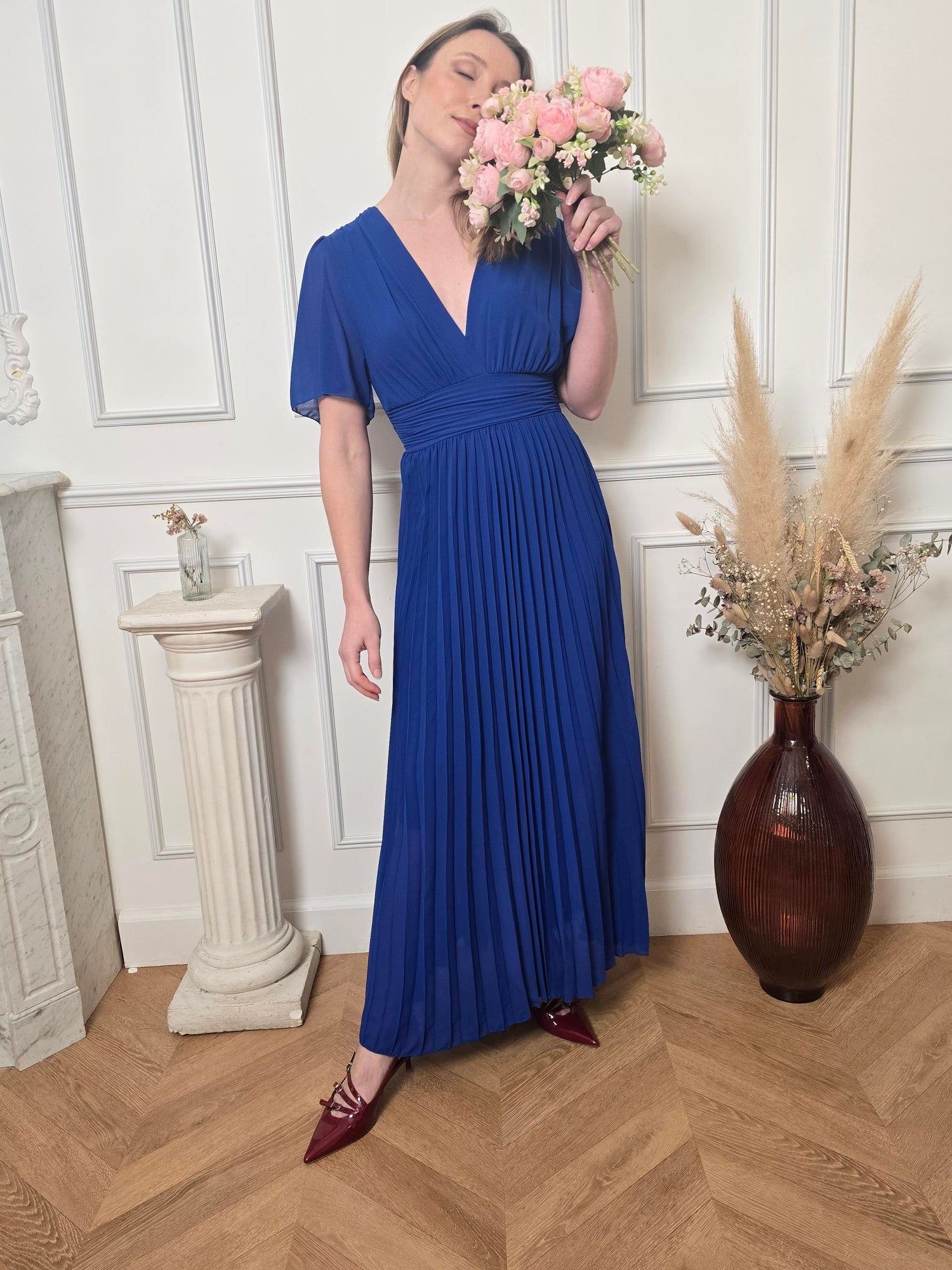 Robe longue bleu roi détail – La Chica