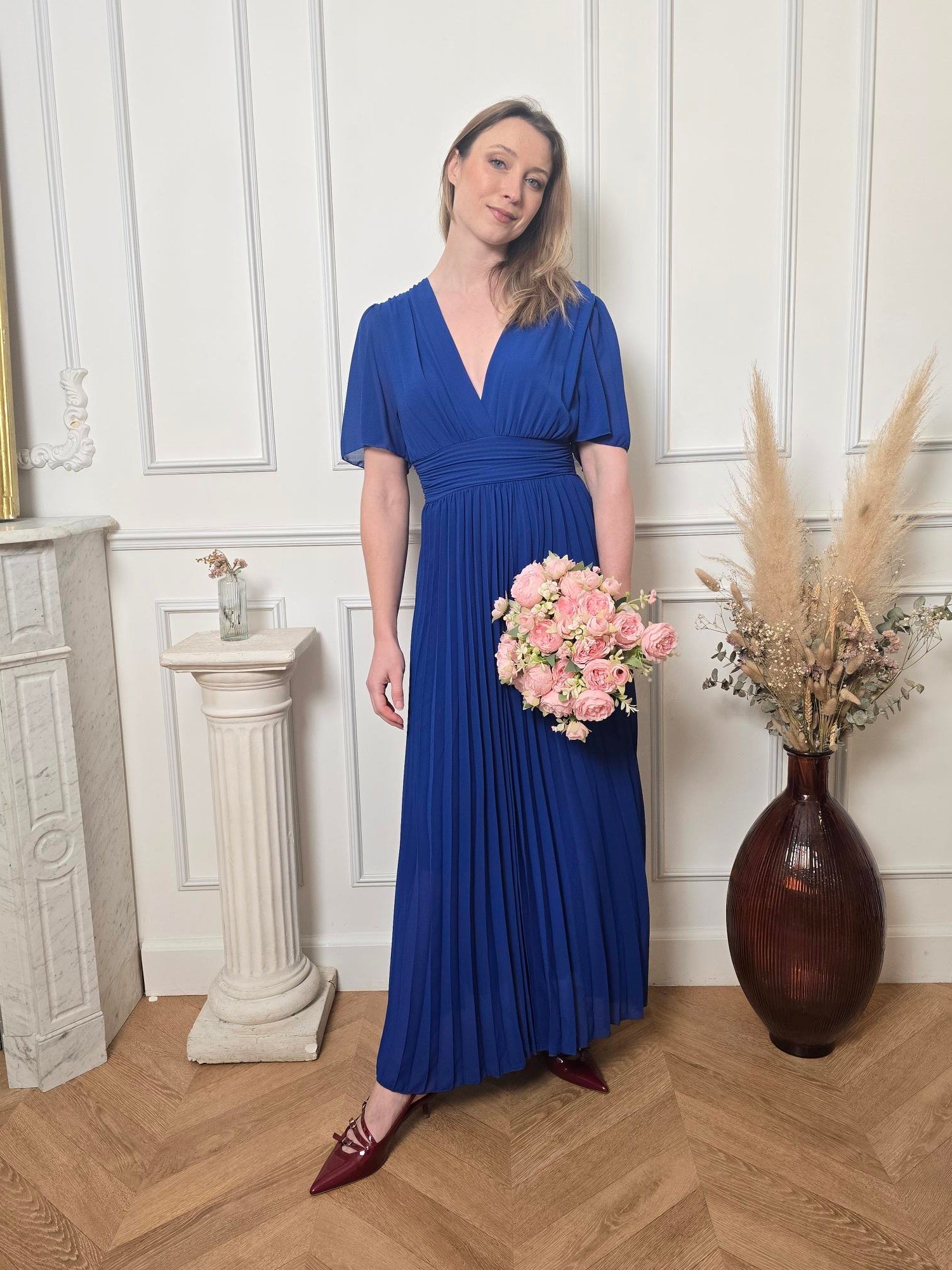 Robe longue bleu roi détail – La Chica