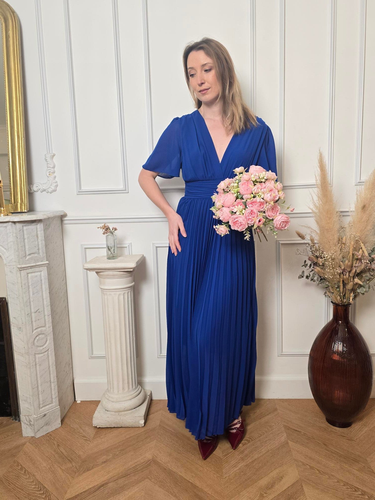 Robe longue bleu roi détail – La Chica