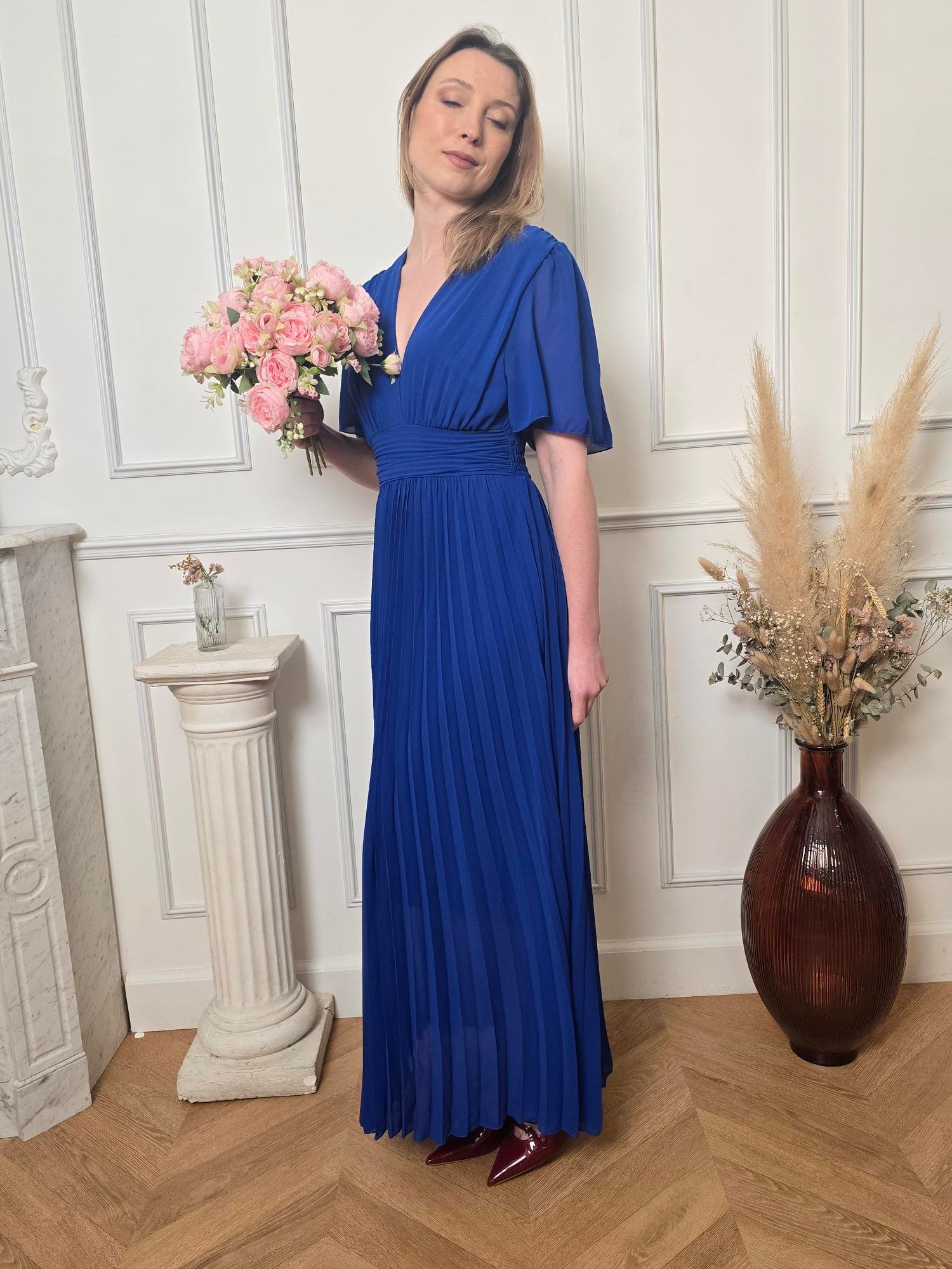 Robe longue bleu roi détail – La Chica