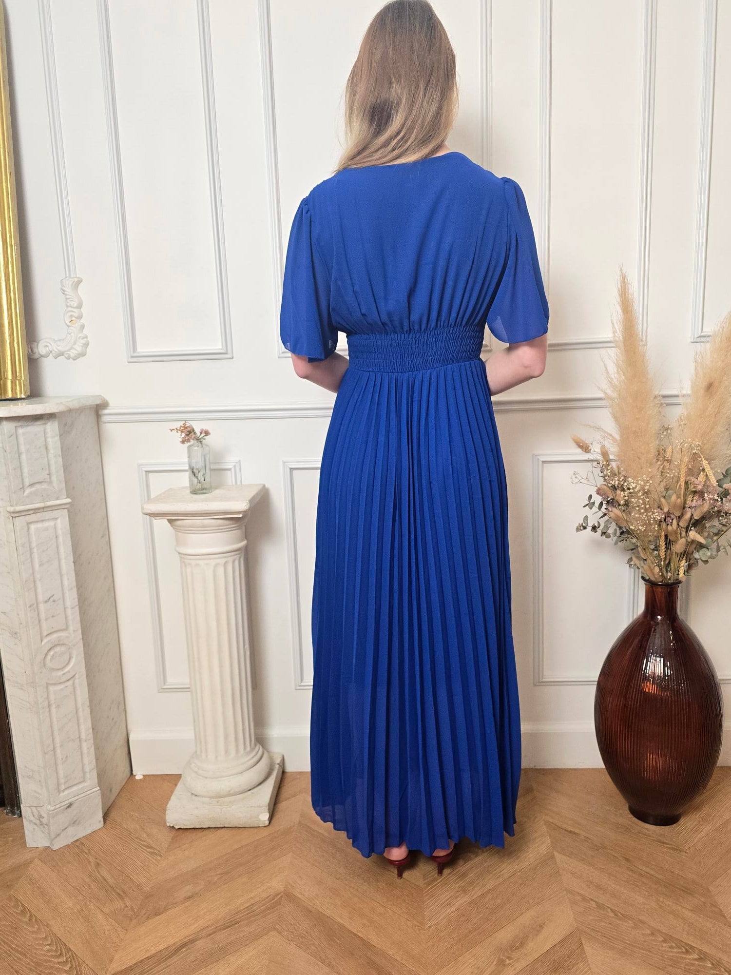 Robe longue bleu roi détail – La Chica