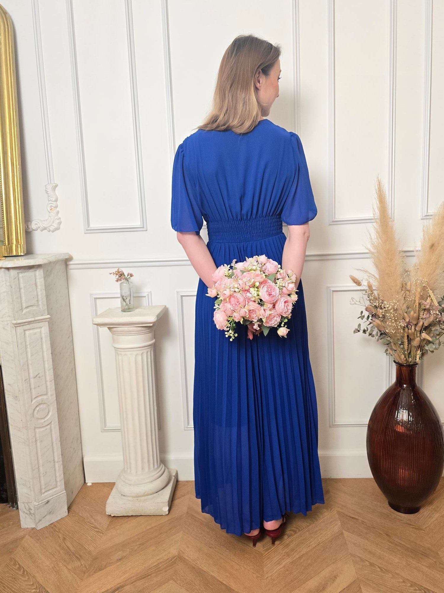 Robe longue bleu roi détail – La Chica