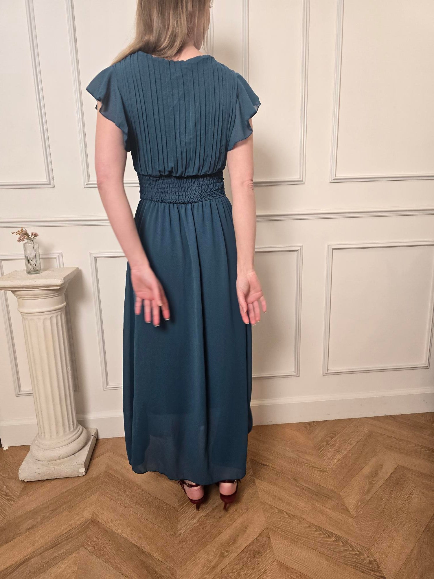 Robe longue bleu canard détail – La Chica