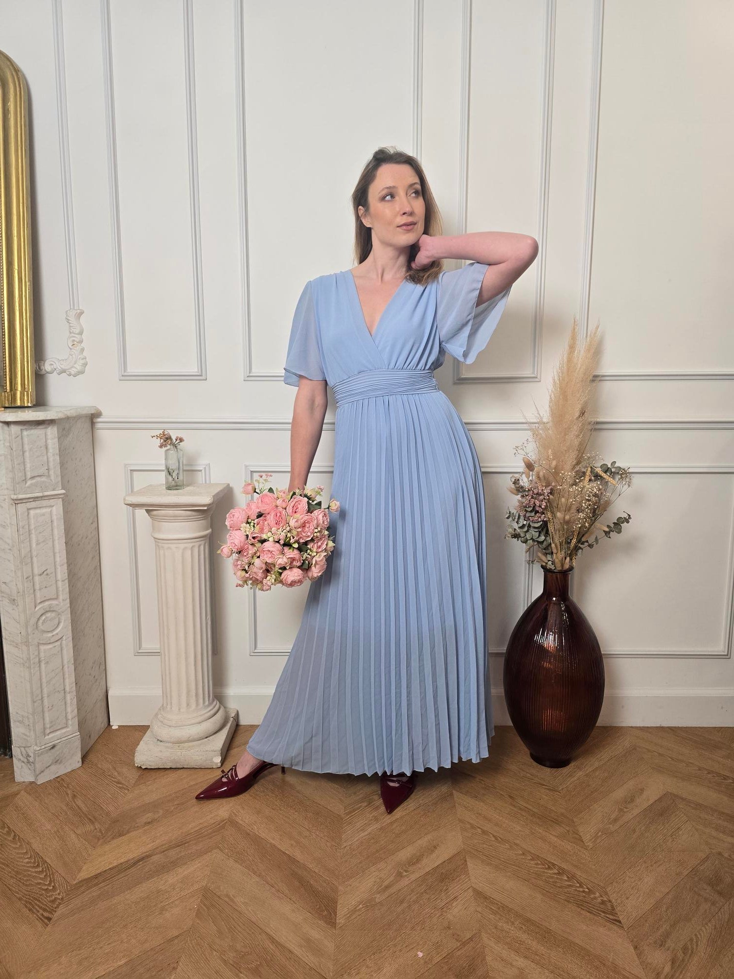 Robe longue bleu ciel femme – La Chica