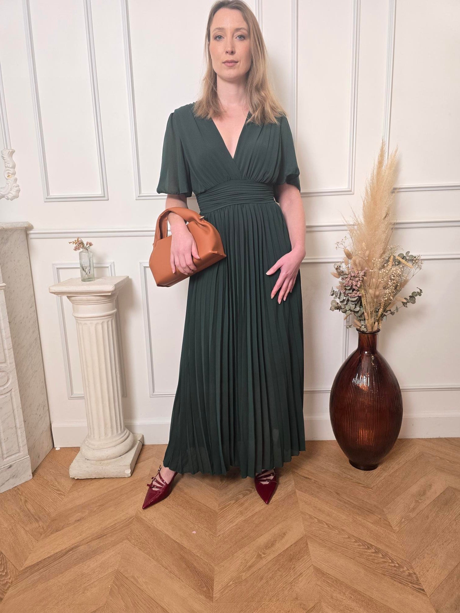 Robe longue vert forêt détail – La Chica