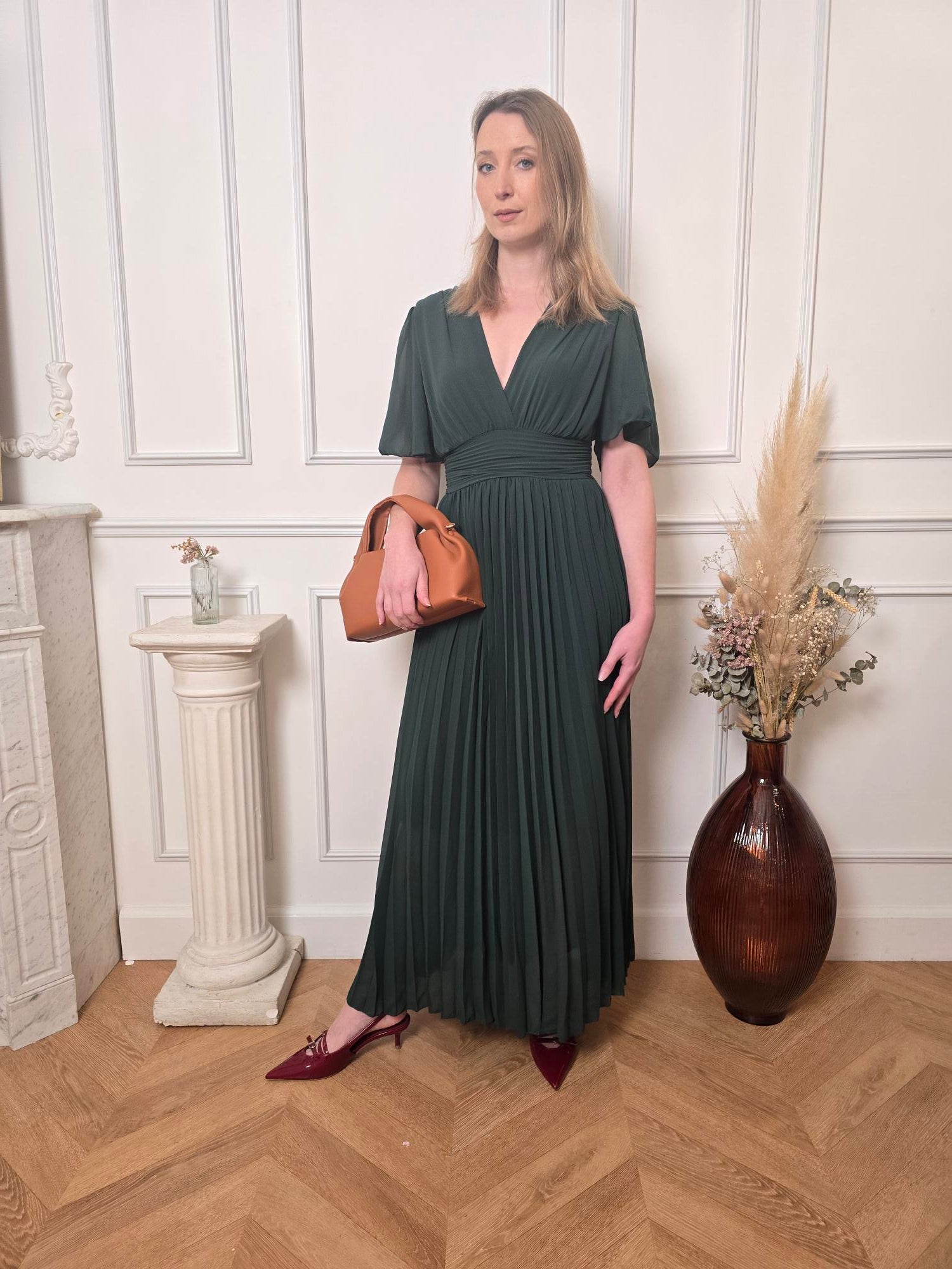 Robe longue vert forêt vue de dos femme – La Chica