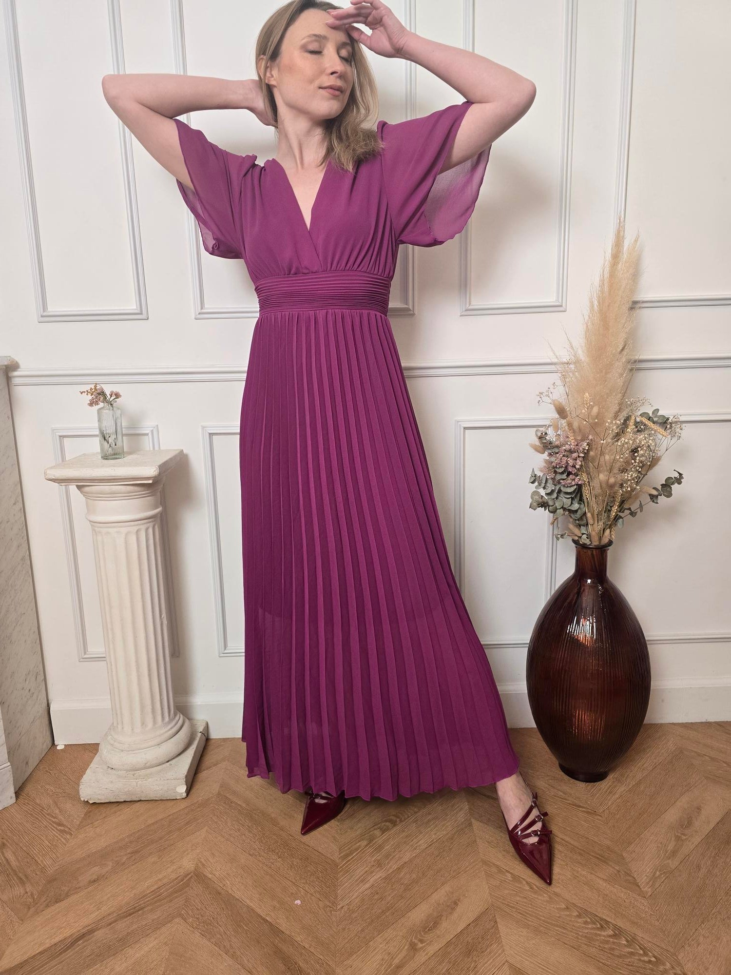 Robe longue prune détail – La Chica