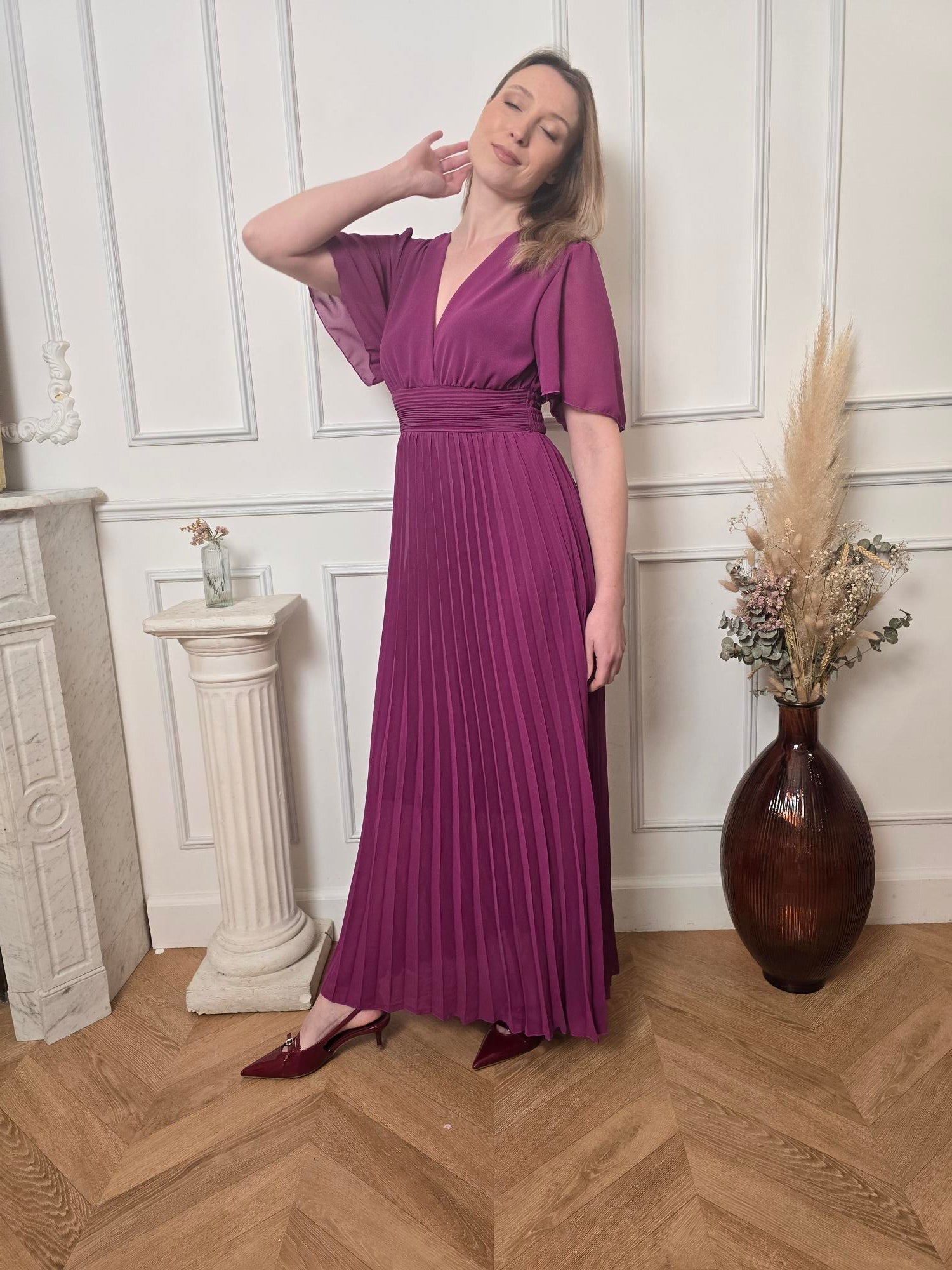 Robe longue prune détail – La Chica