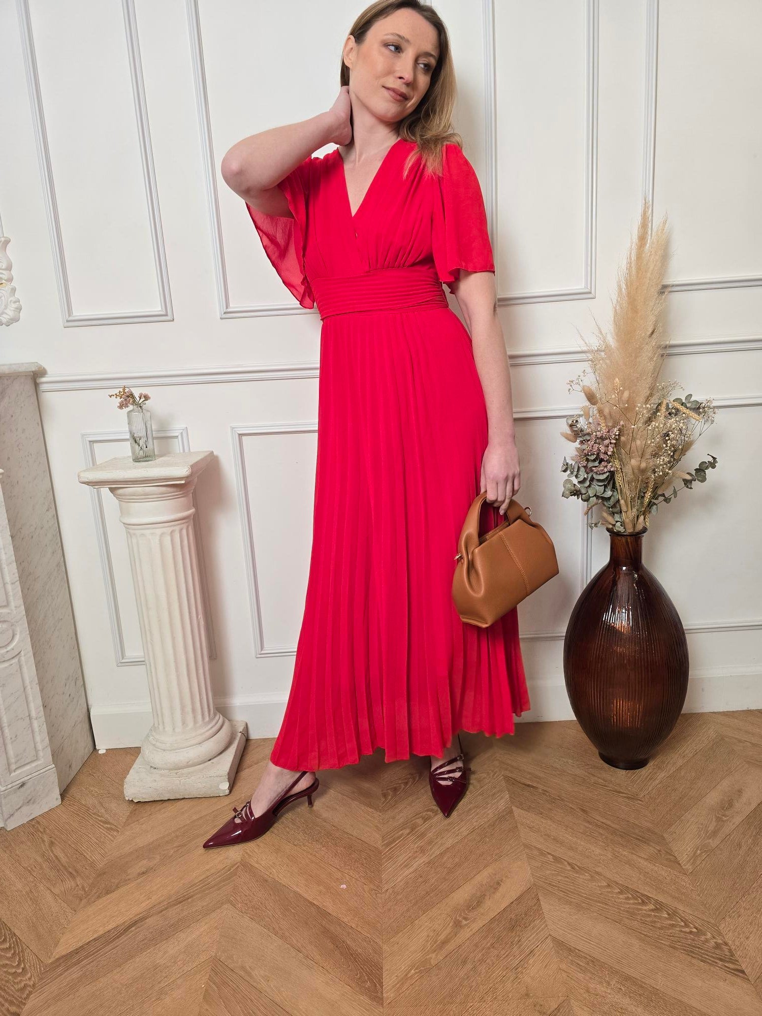 Robe longue rouge vue de dos femme – La Chica