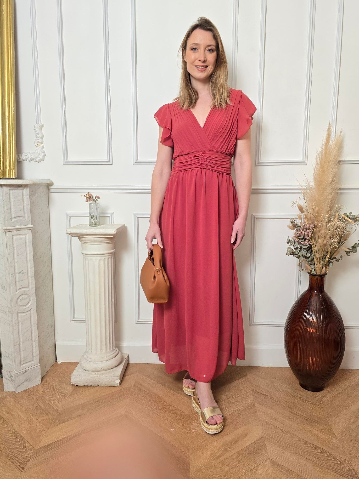 Robe longue rose terracotta femme – La Chica