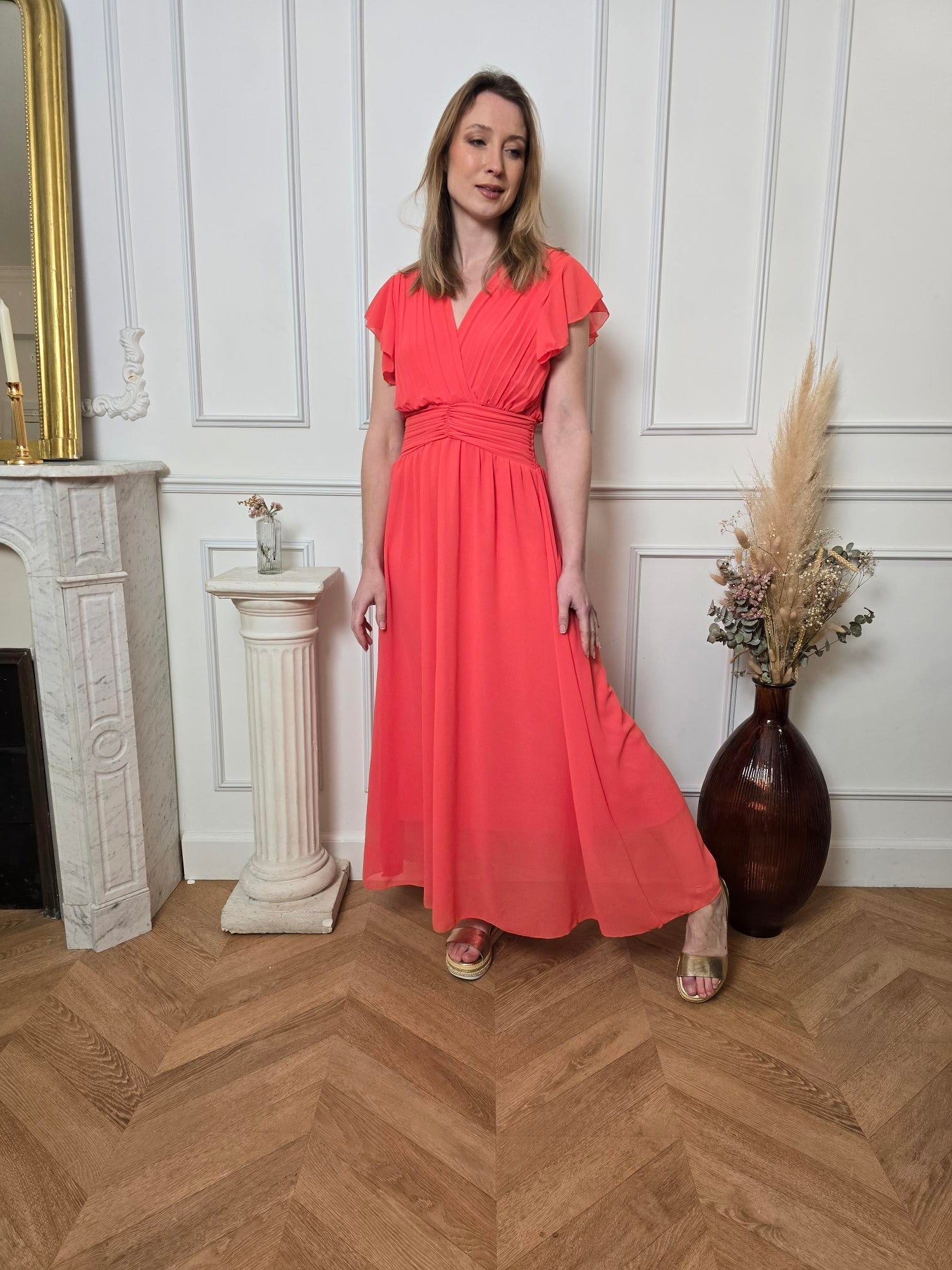 Robe longue corail détail – La Chica