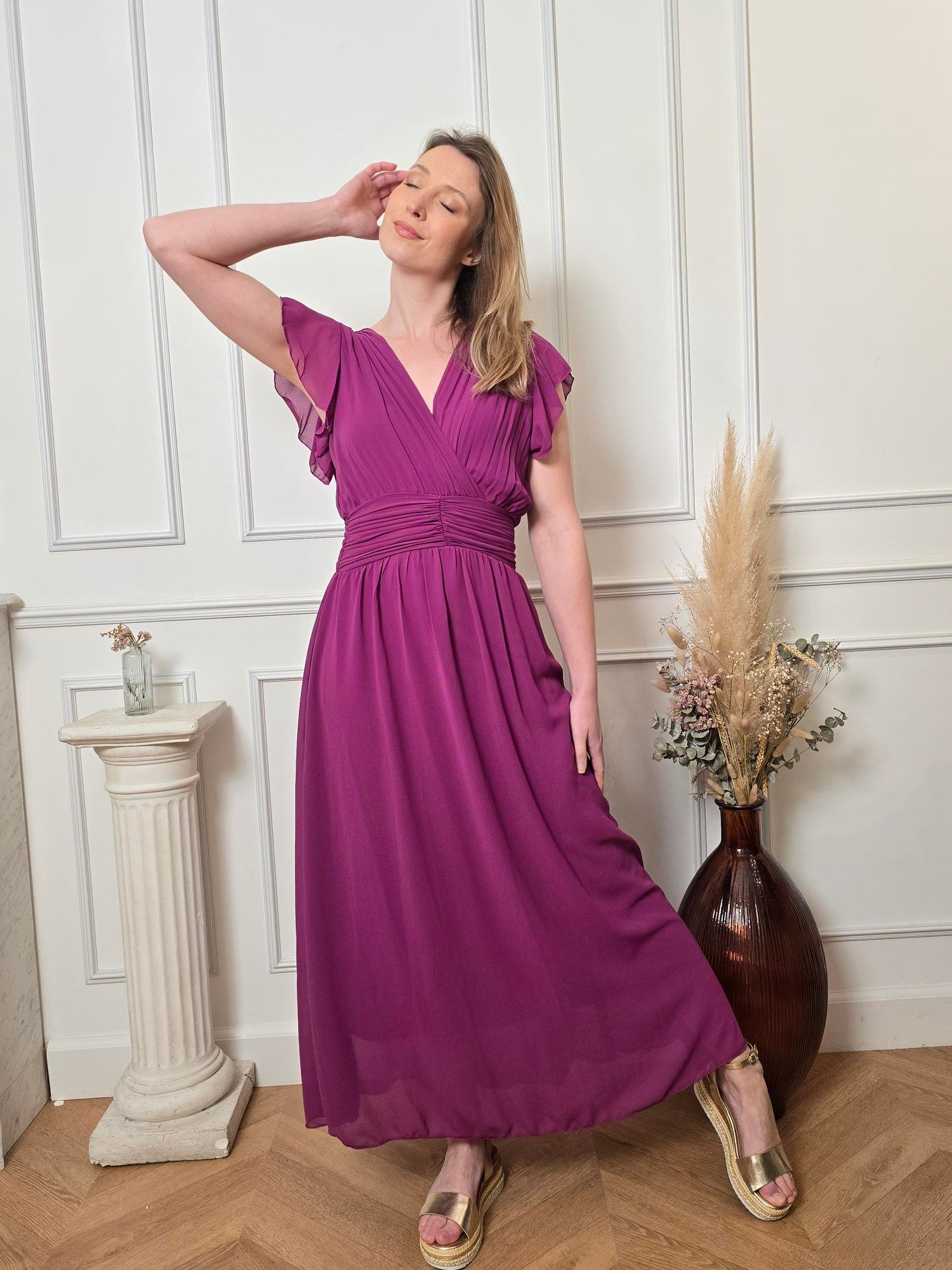 Robe longue prune vue de dos femme – La Chica