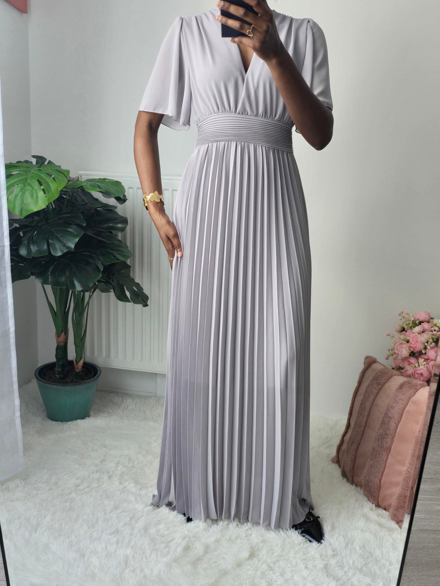Robe longue plissée lilas ✦ Élégance douce & silhouette sublimée La Chica