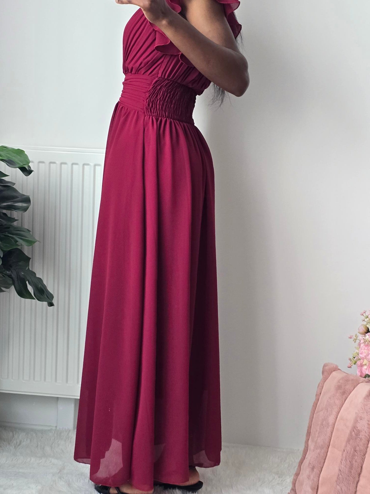 Robe longue fluide plissée ✦ Bordeaux La Chica