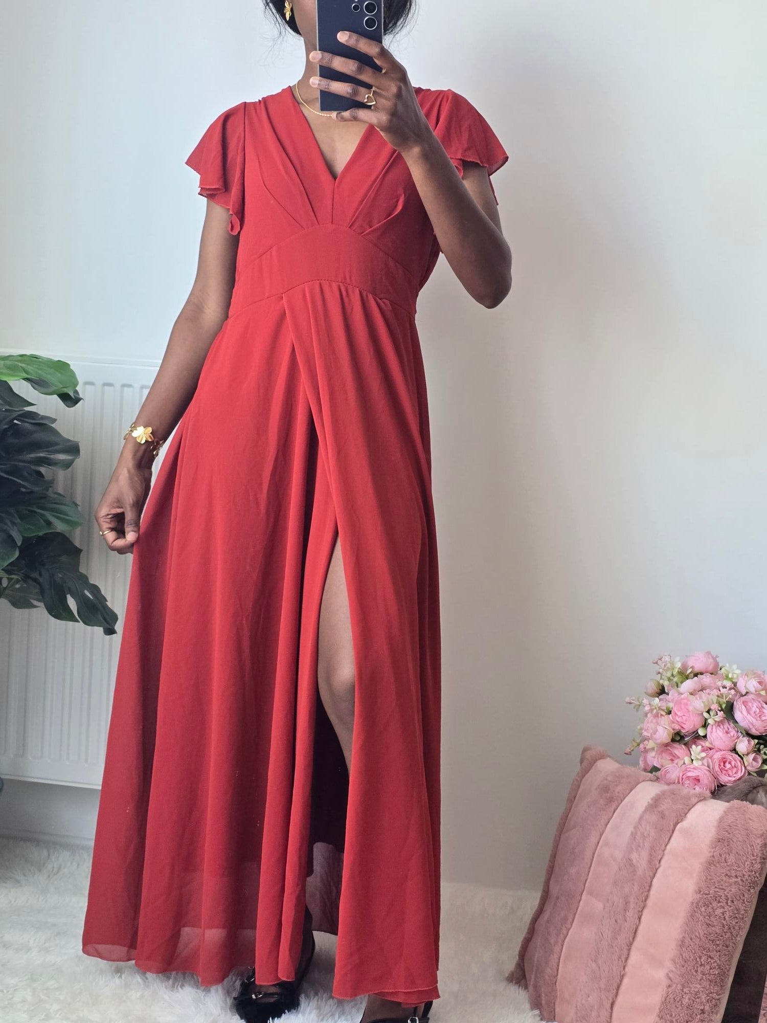 Robe longue terracotta plissée ✦ Élégance chaude et raffinement naturel La Chica