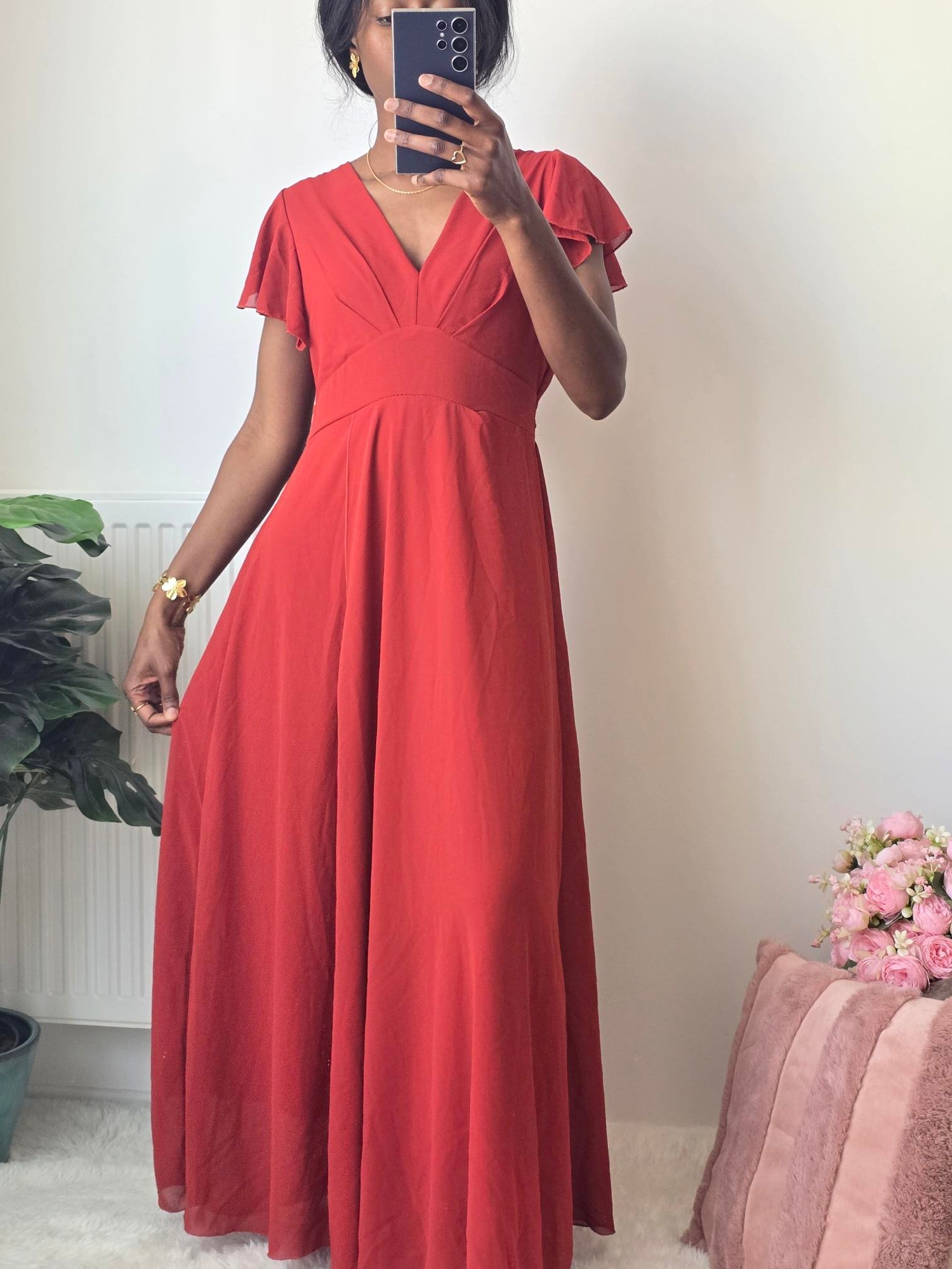 Robe longue terracotta plissée ✦ Élégance chaude et raffinement naturel La Chica