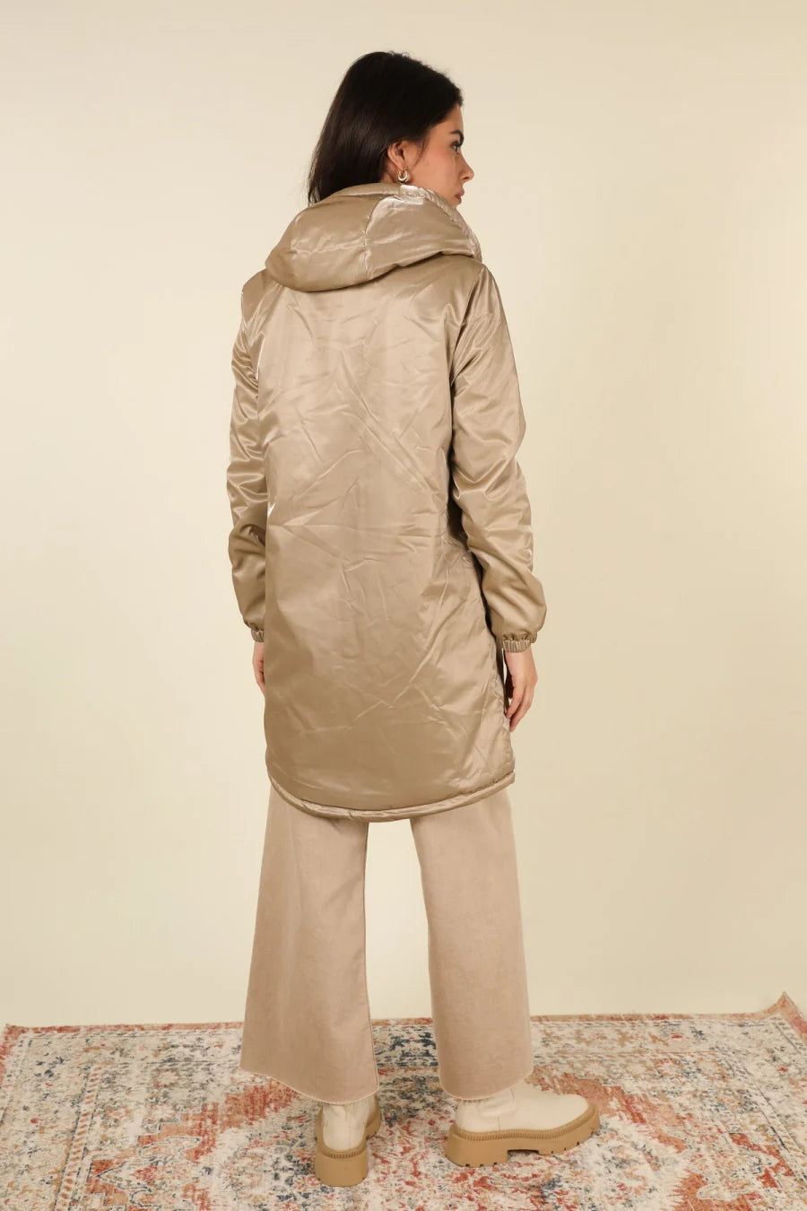 IMPERMEABLE LONG FOURRE AVEC CORDONS SABLE La Chica