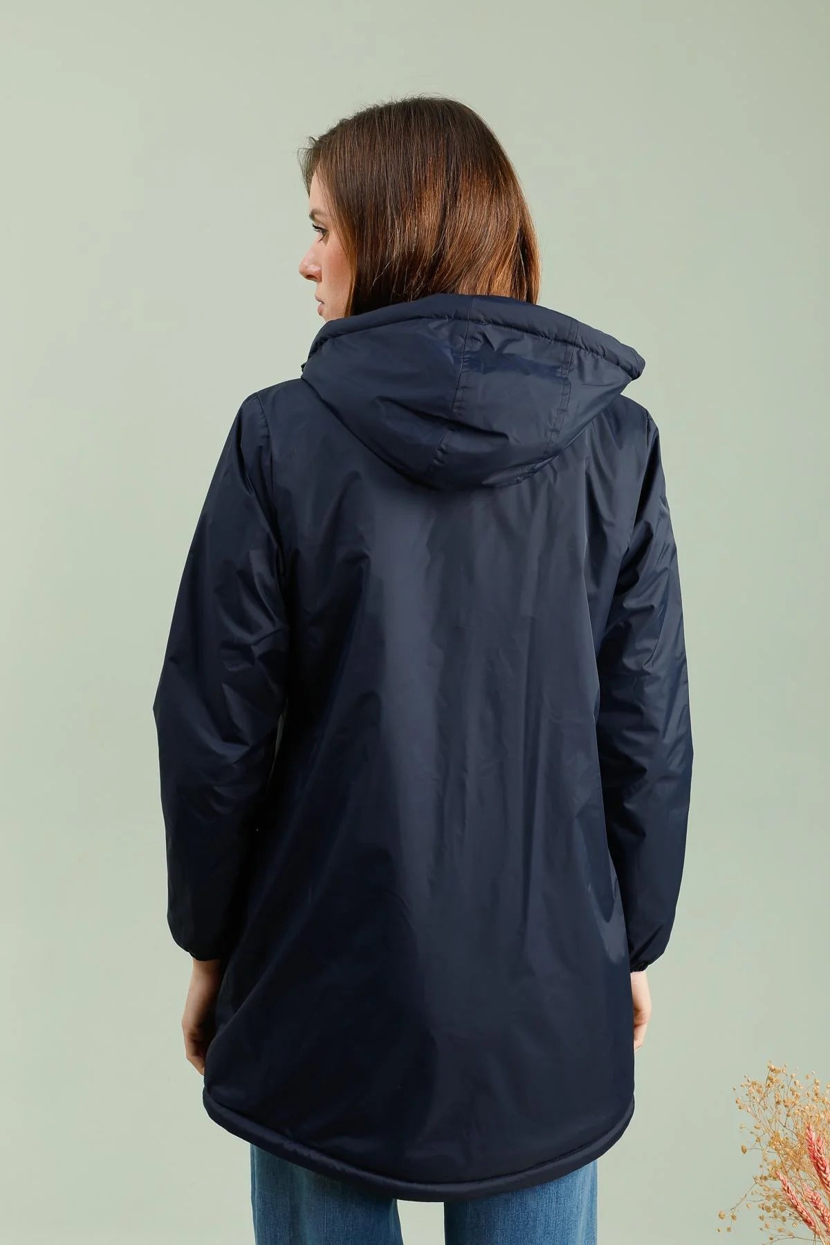 IMPERMEABLE LONG FOURRE MARINE ECRU LAURA JO La Chica