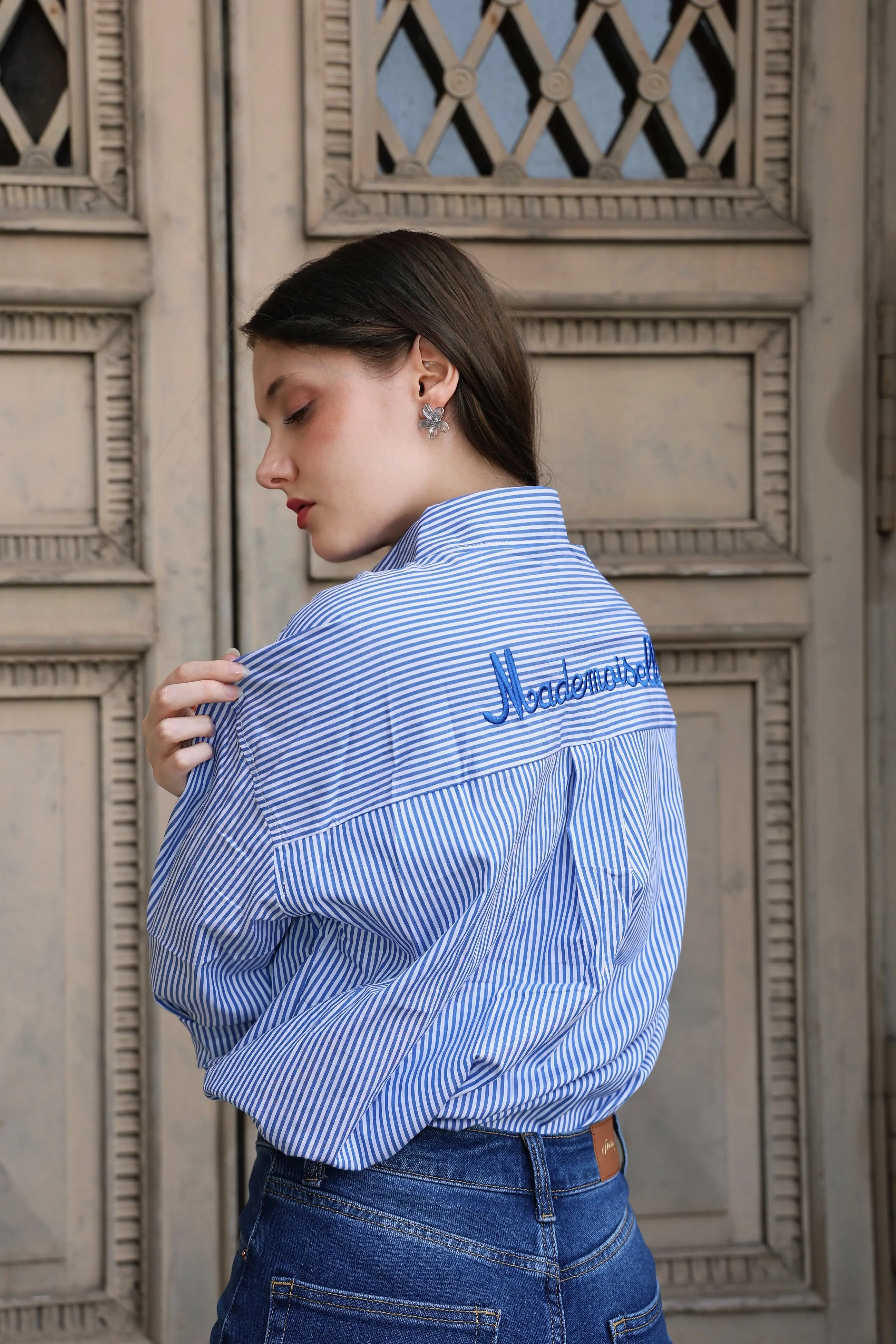 CHEMISE BLEUE RAYEE La Chica