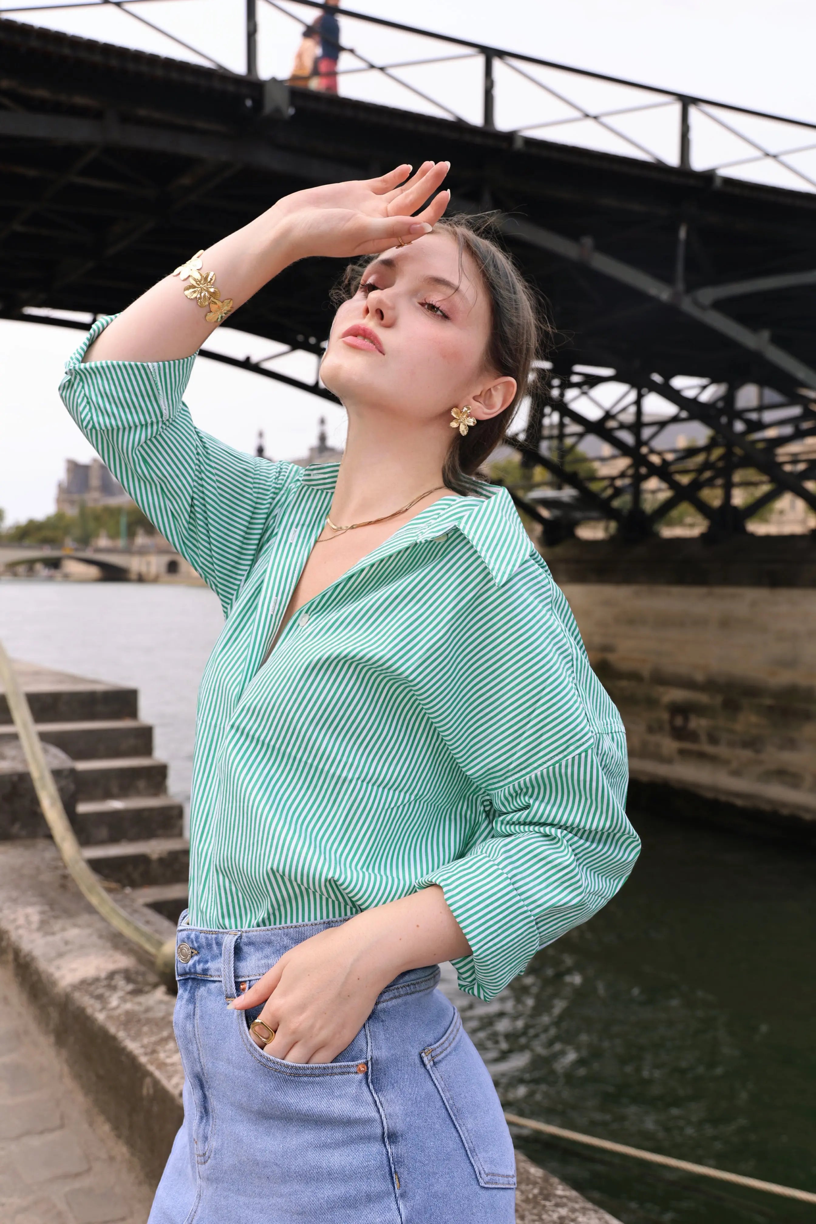 CHEMISE VERTE RAYEE La Chica