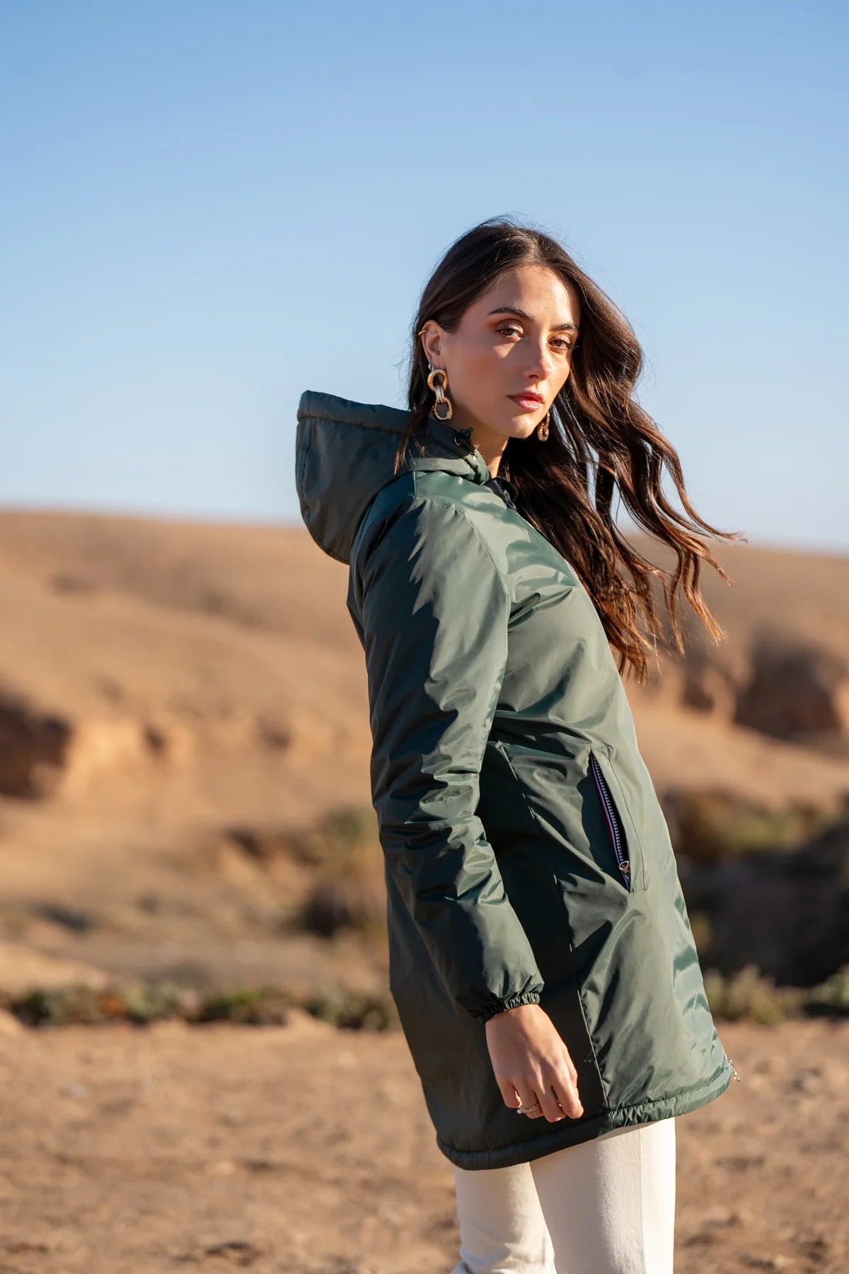 IMPERMEABLE LONG FOURRE VERT La Chica