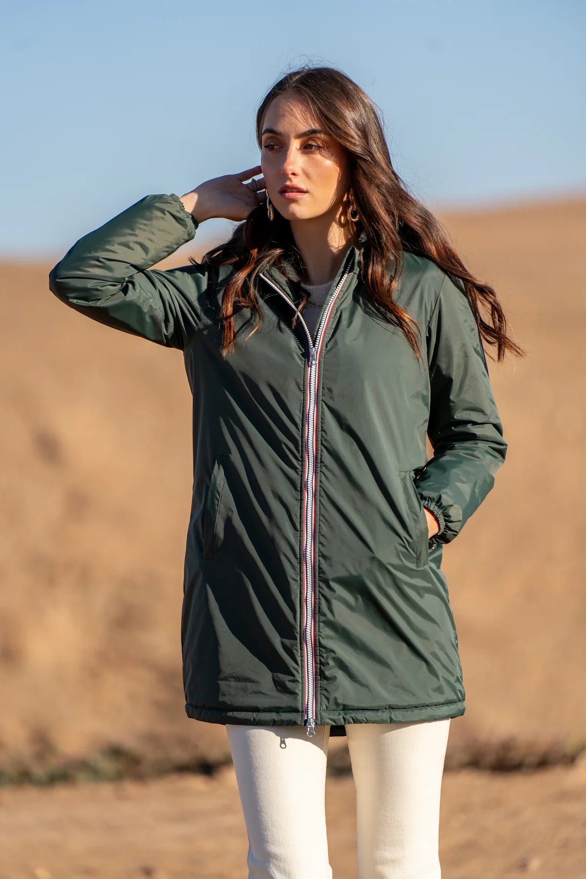 IMPERMEABLE LONG FOURRE VERT La Chica