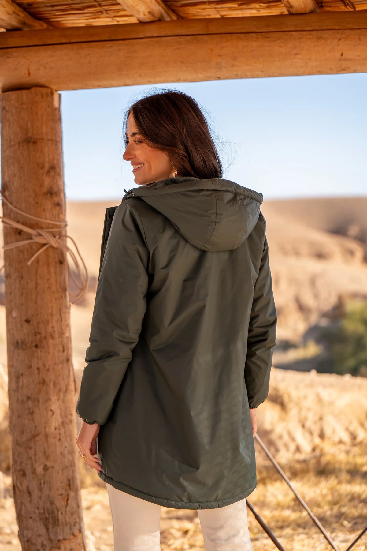 IMPERMEABLE LONG FOURRE VERT La Chica