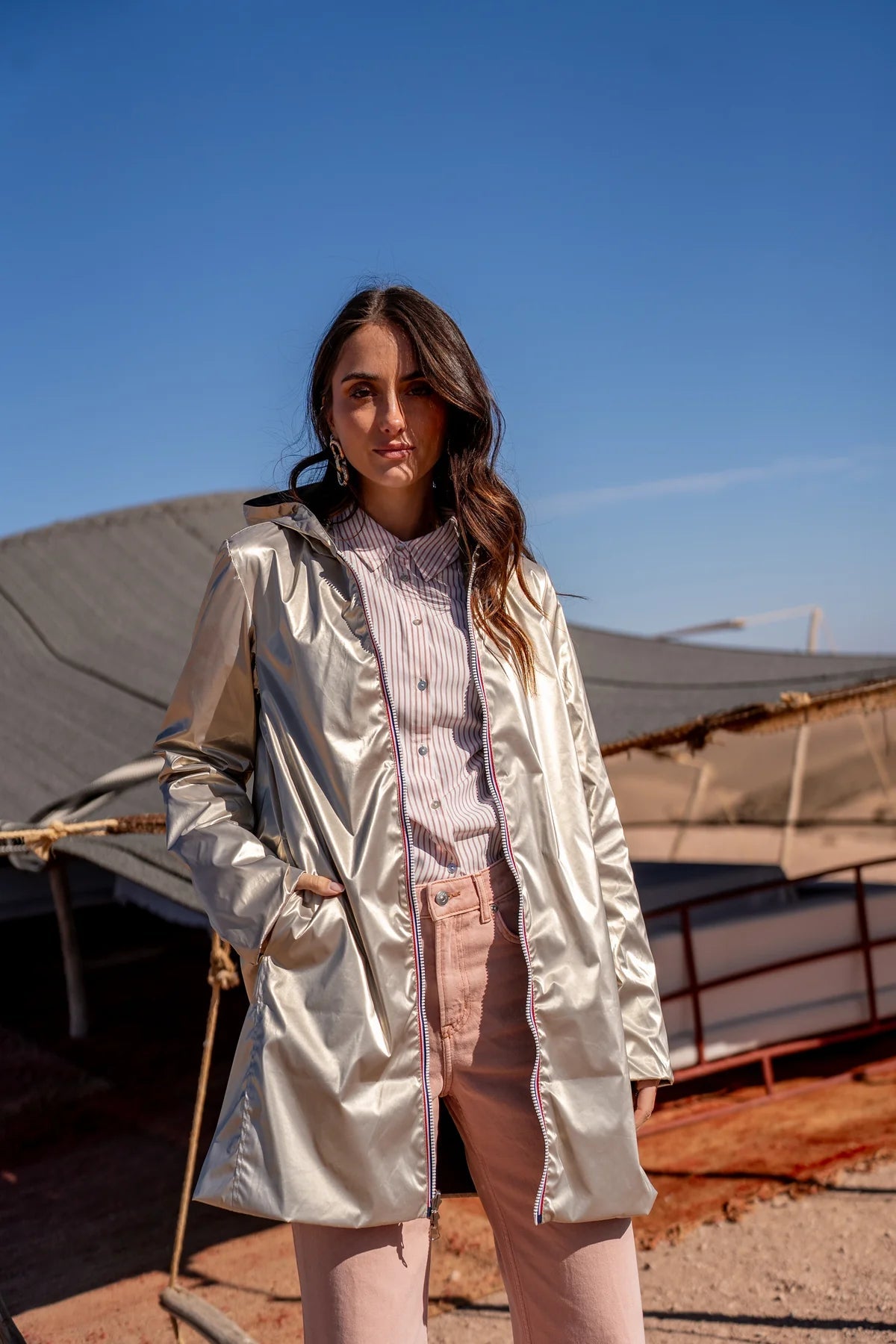 MANTEAU IMPERMEABLE LONG LEGER REVERSIBLE MARINE DORE LAURA JO La Chica