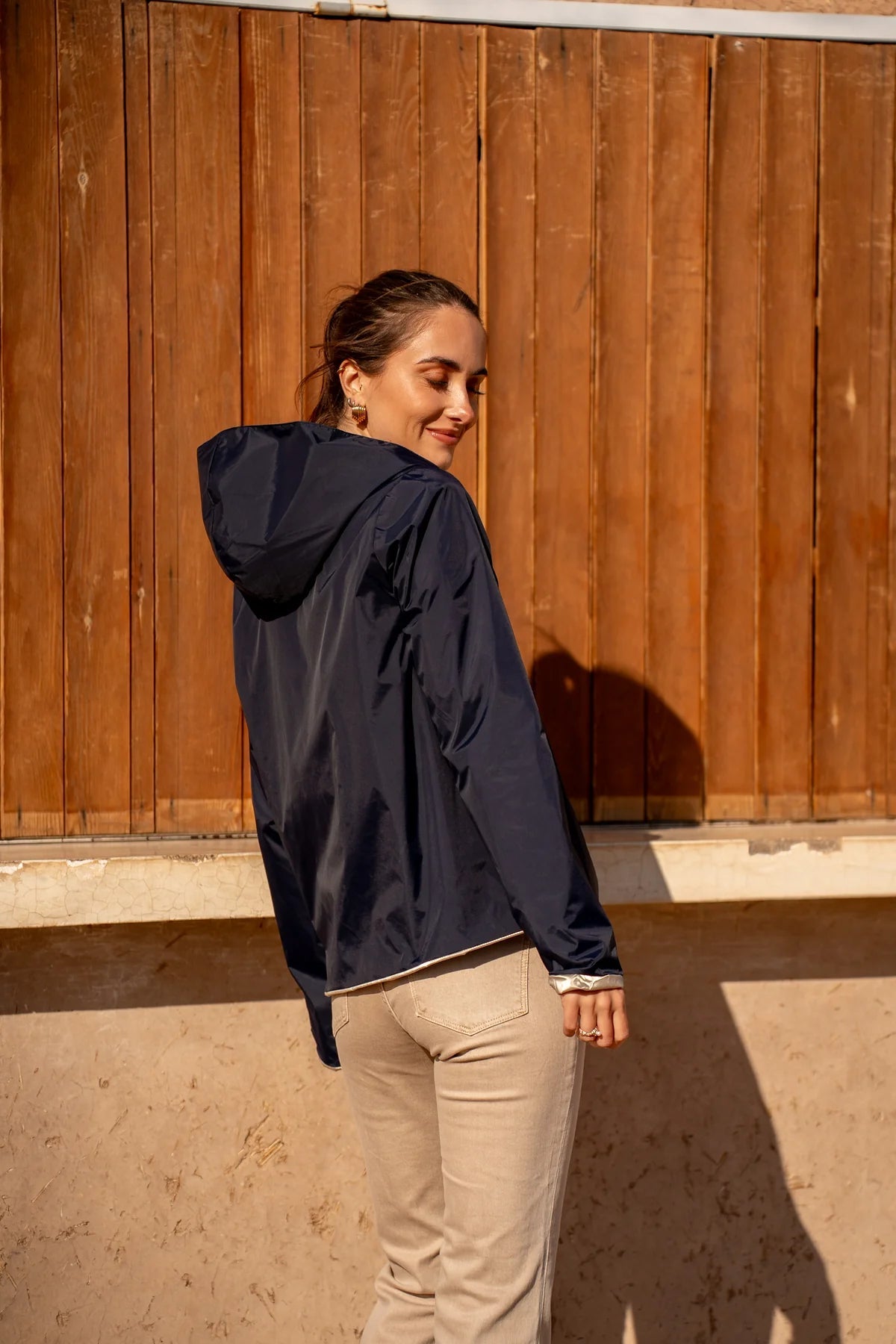 MANTEAU COURT IMPERMEABLE REVERSIBLE MARINE DORE LAURA JO La Chica