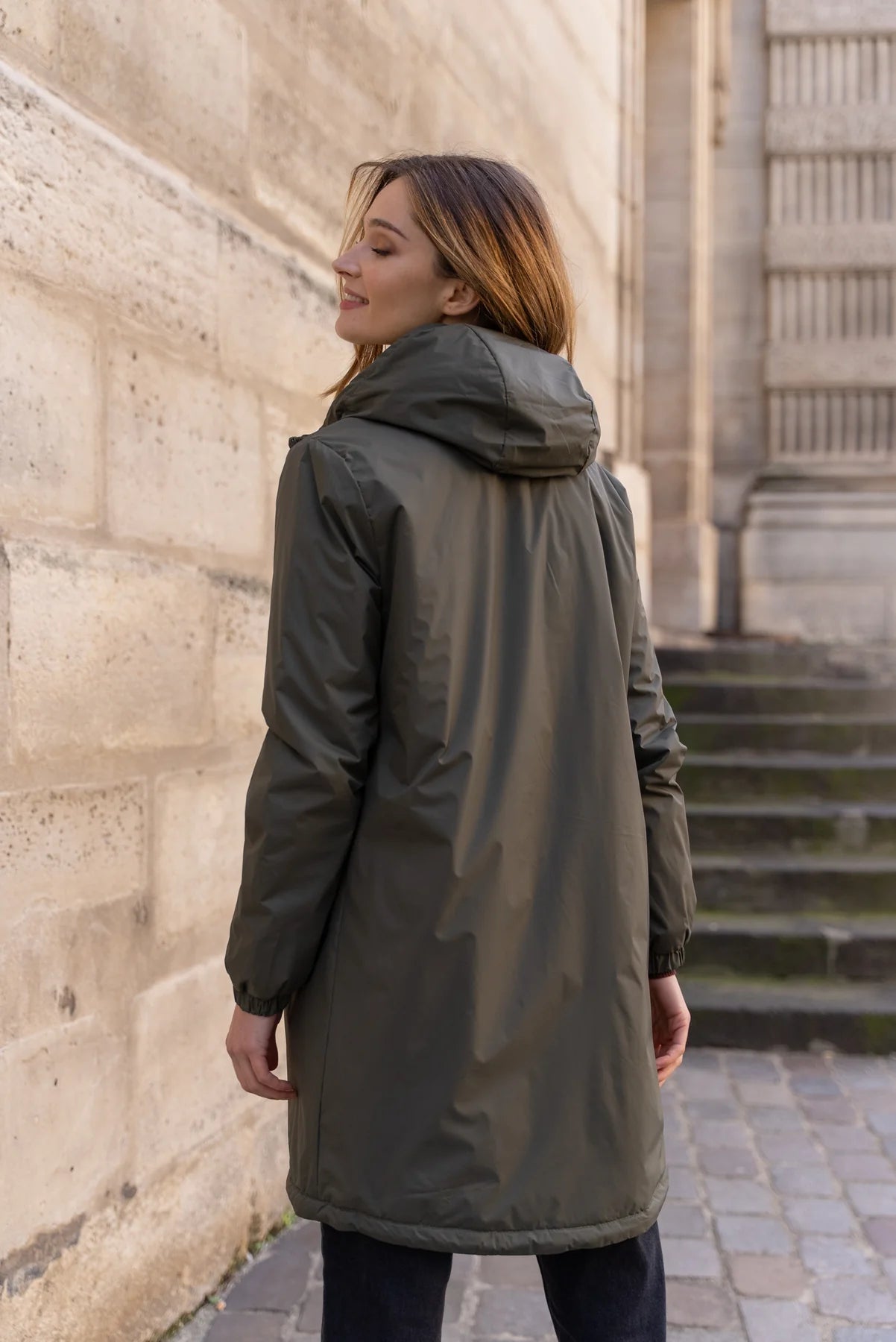 IMPERMEABLE LONG FOURRE AVEC CORDONS KAKI La Chica