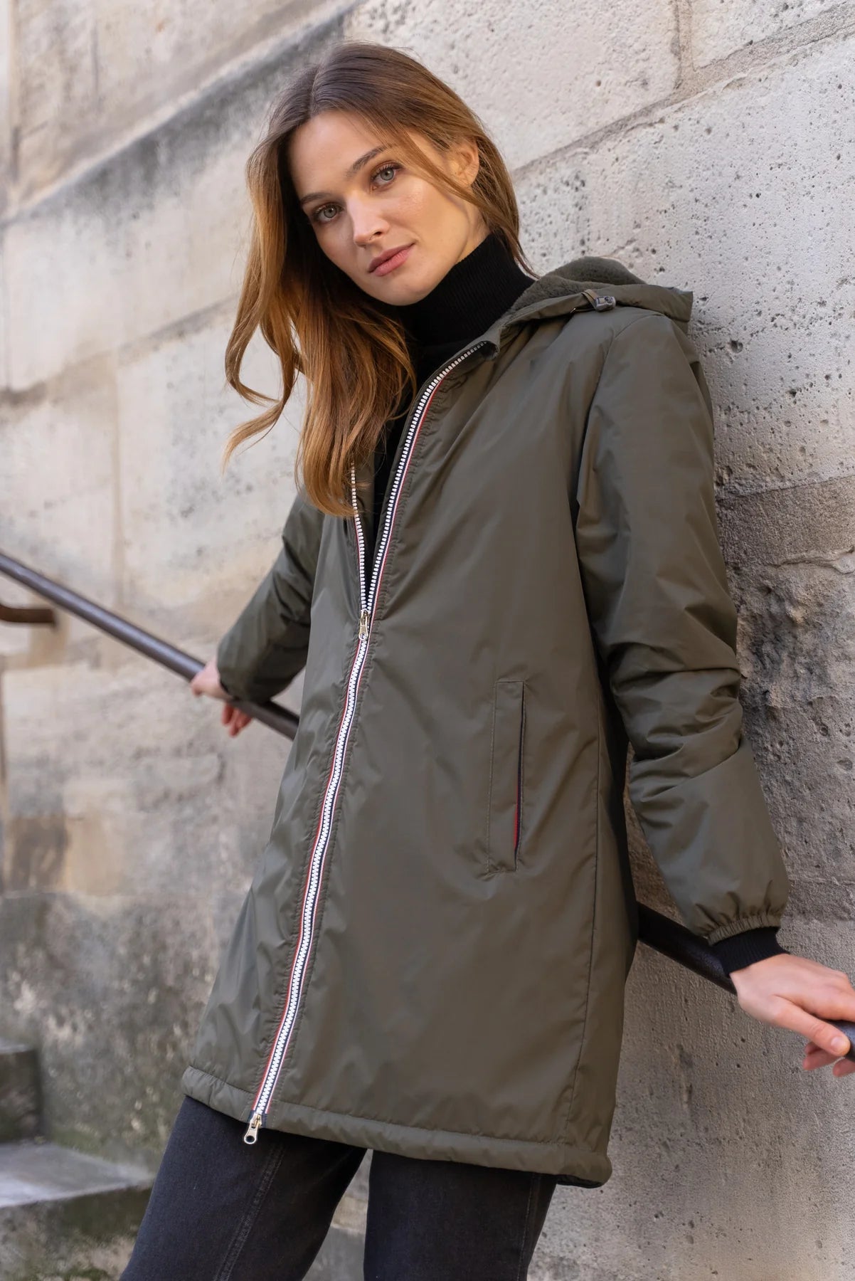 IMPERMEABLE LONG FOURRE KAKI La Chica