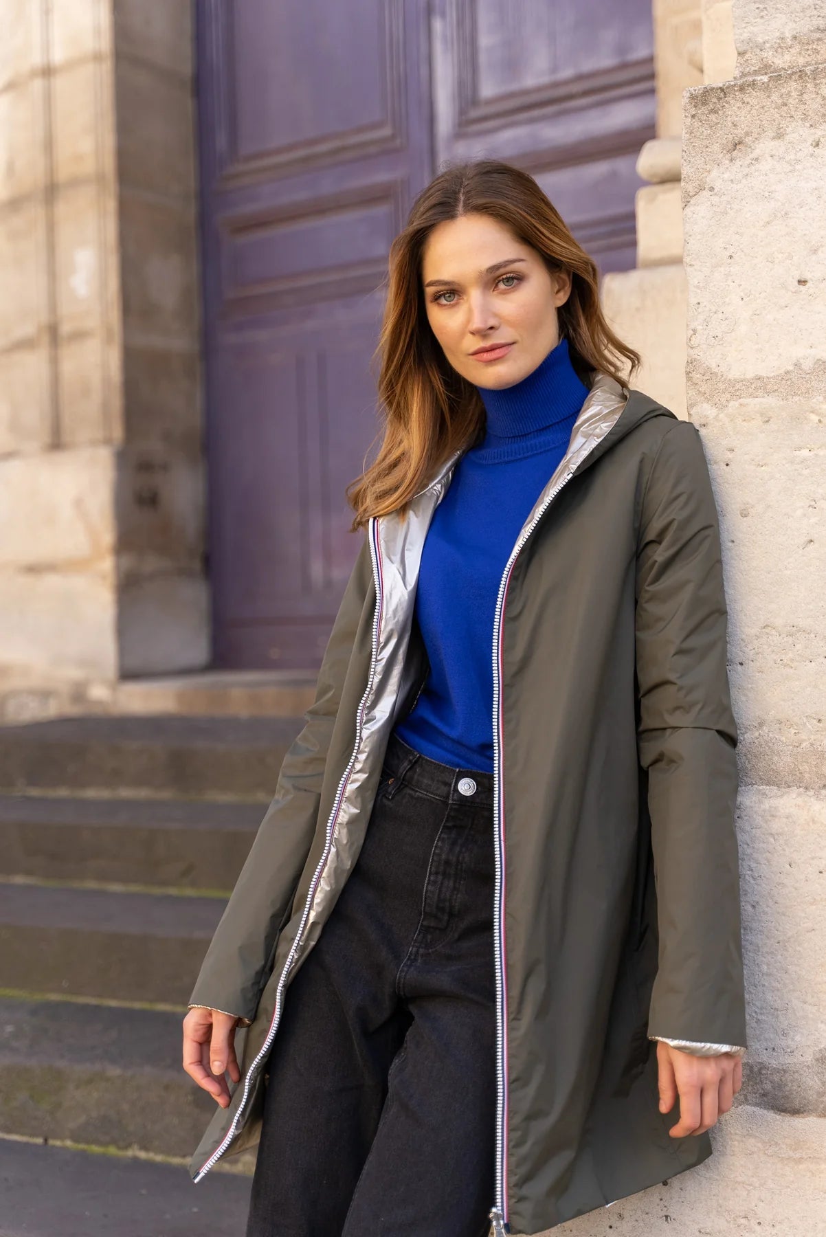 IMPERMEABLE LONG REVERSIBLE MI SAISON LAURA JO KAKI La Chica