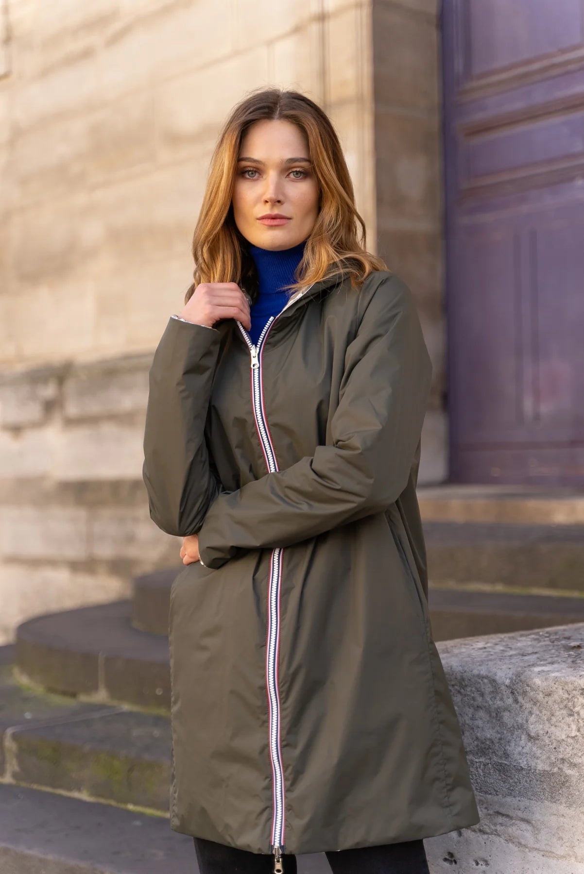 IMPERMEABLE LONG REVERSIBLE MI SAISON LAURA JO KAKI La Chica