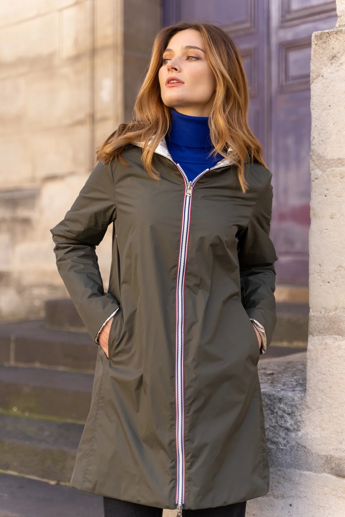 IMPERMEABLE LONG REVERSIBLE MI SAISON LAURA JO KAKI La Chica