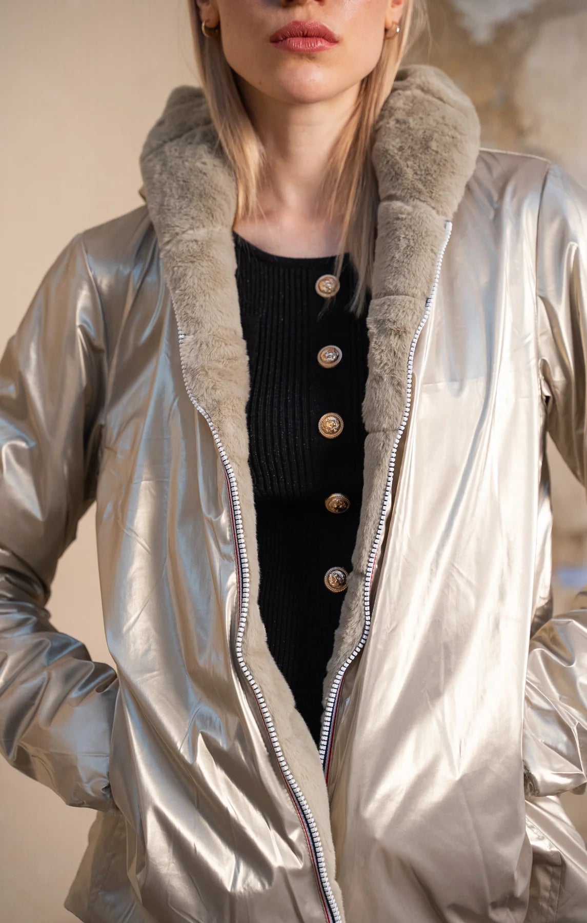 IMPERMEABLE COURT REVERSIBLE FOURRE DORE LAURA JO La Chica
