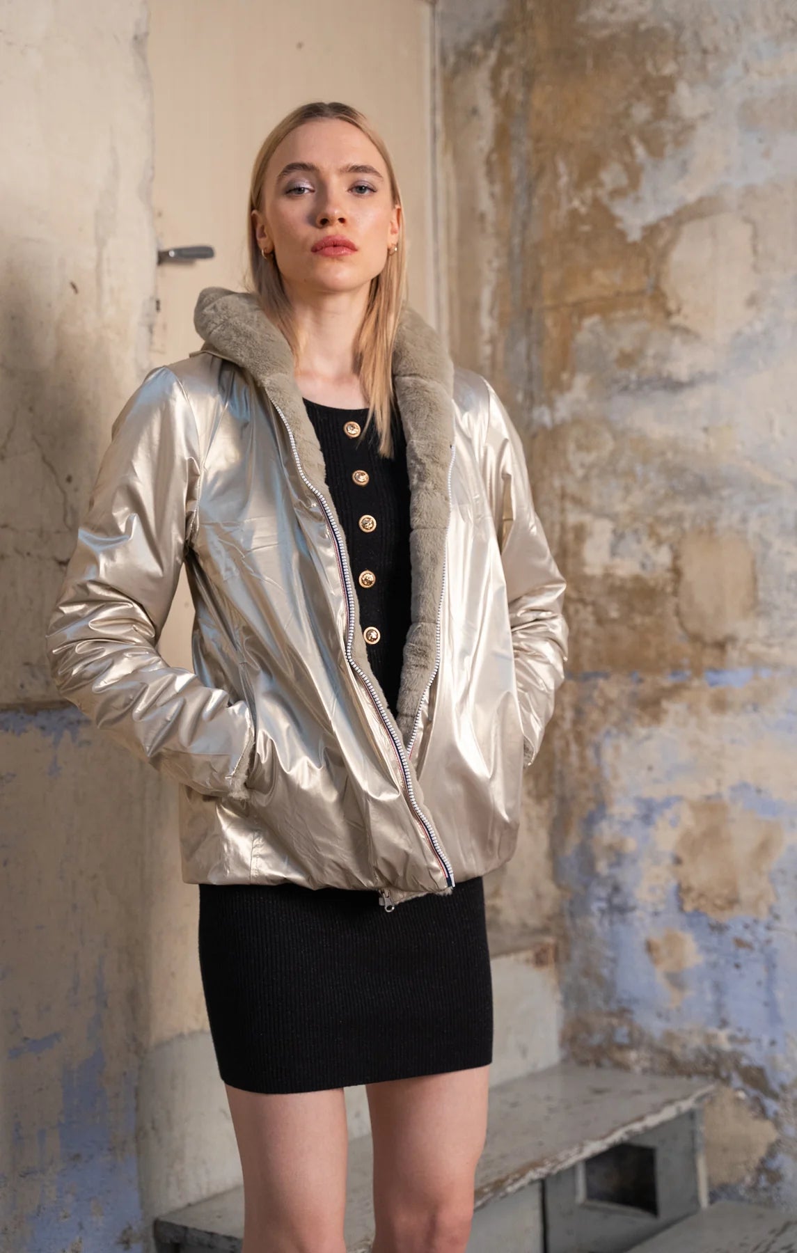 IMPERMEABLE COURT REVERSIBLE FOURRE DORE LAURA JO La Chica