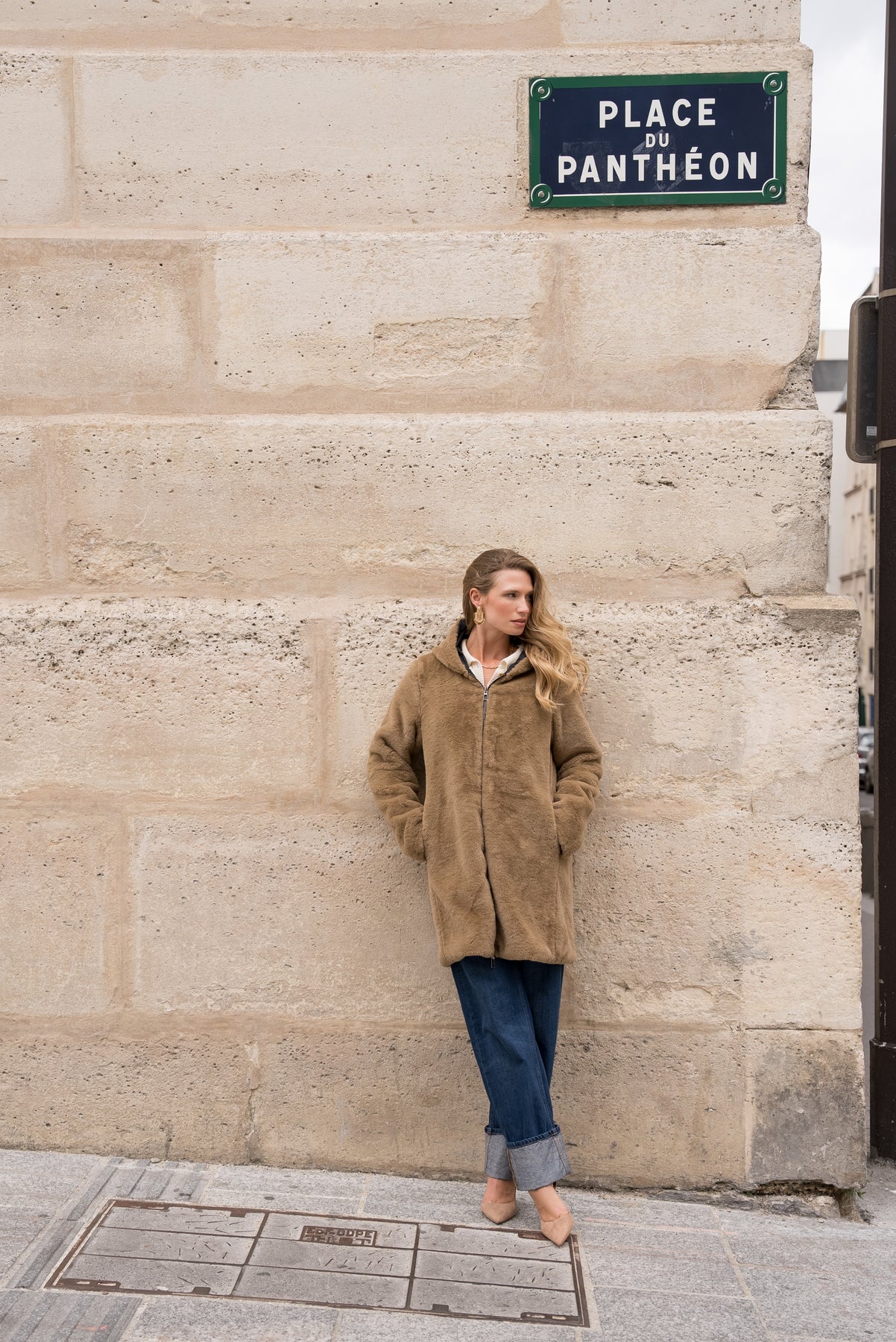 IMPERMEABLE LONG FOURRE REVERSIBLE NOIR CAMEL La Chica