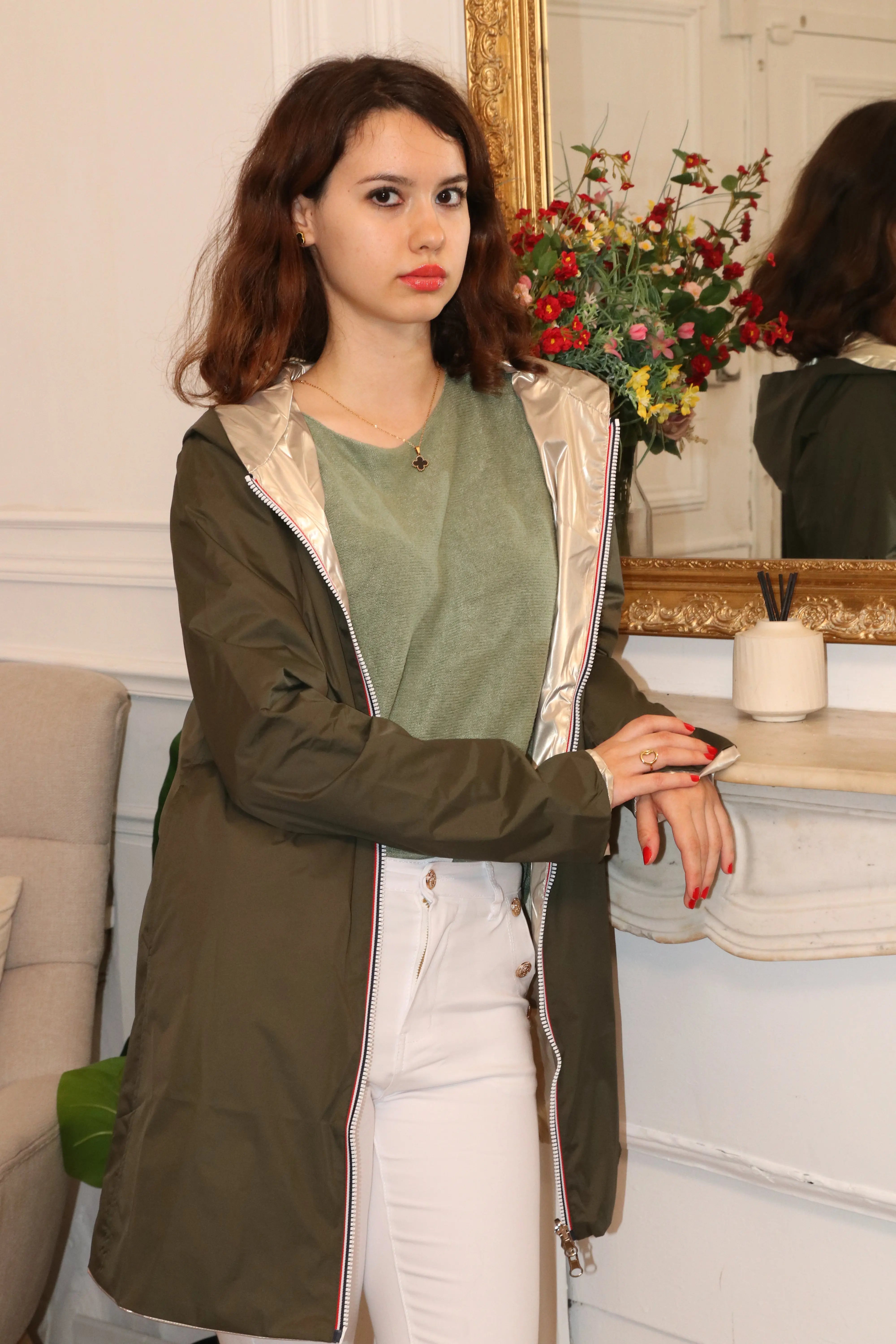 IMPERMEABLE LONG LEGER KAKI DORE LAURA JO La Chica