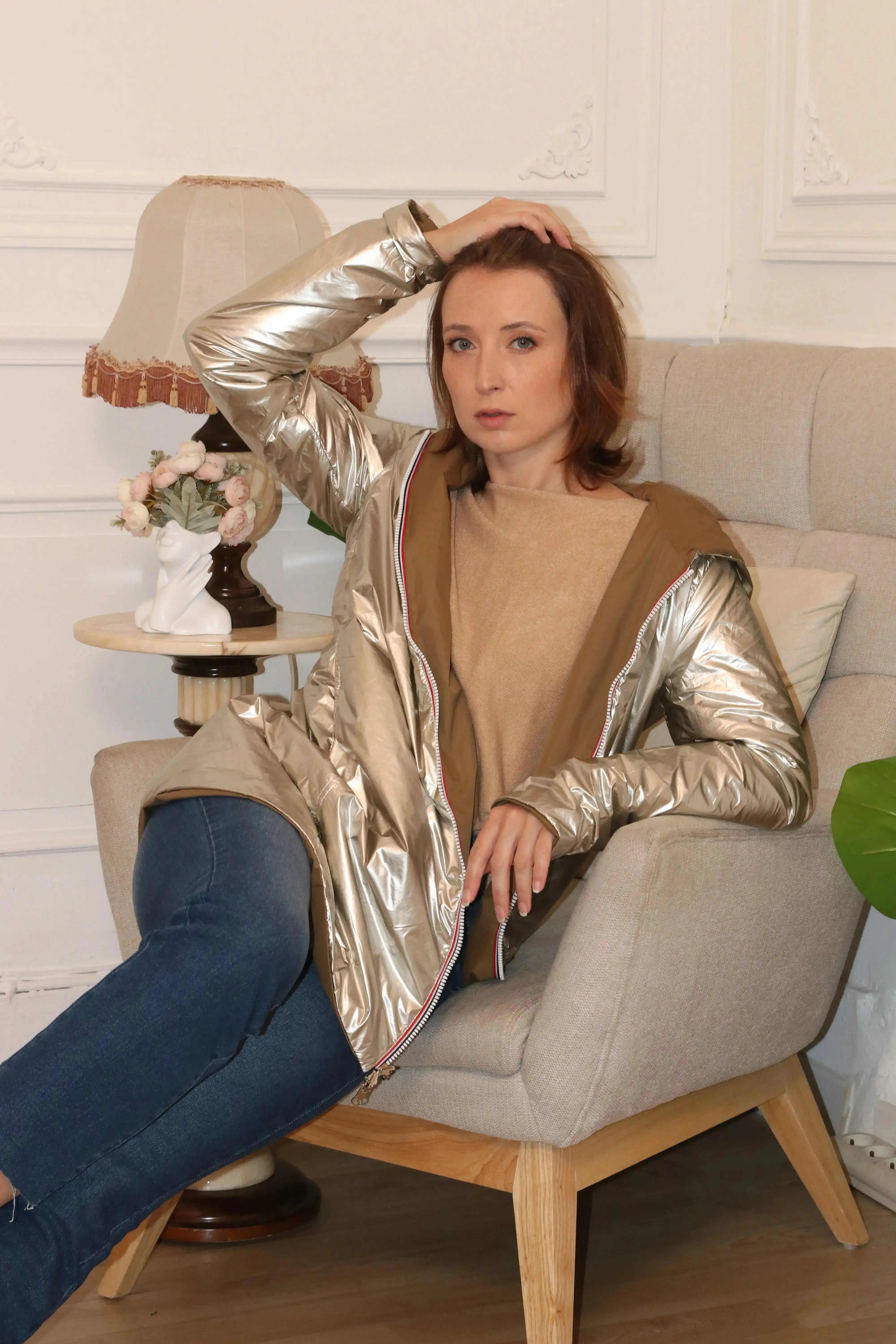 IMPERMEABLE LONG REVERSIBLE MI SAISON CAMEL DORE LAURA JO La Chica