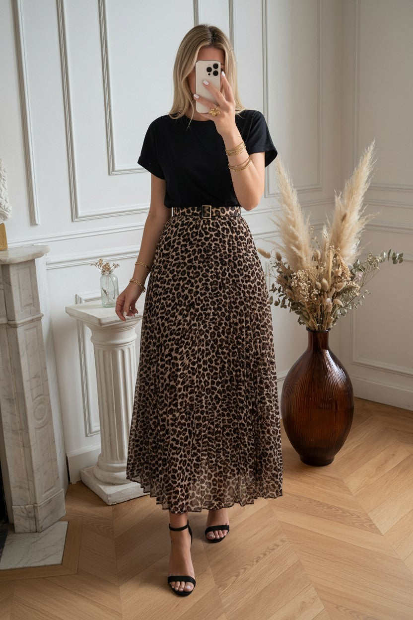 Robe Plissée Bi-Matière ✦ Léopard ✦ Style Tendance La Chica