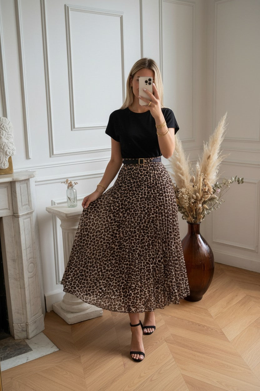 Robe Plissée Bi-Matière ✦ Léopard ✦ Style Tendance La Chica