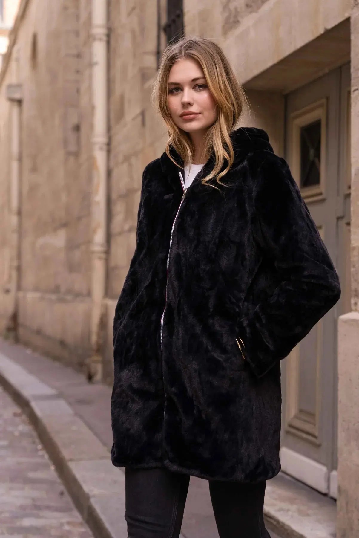PARKA IMPERMEABLE FOURRE LONG NOIRE La Chica