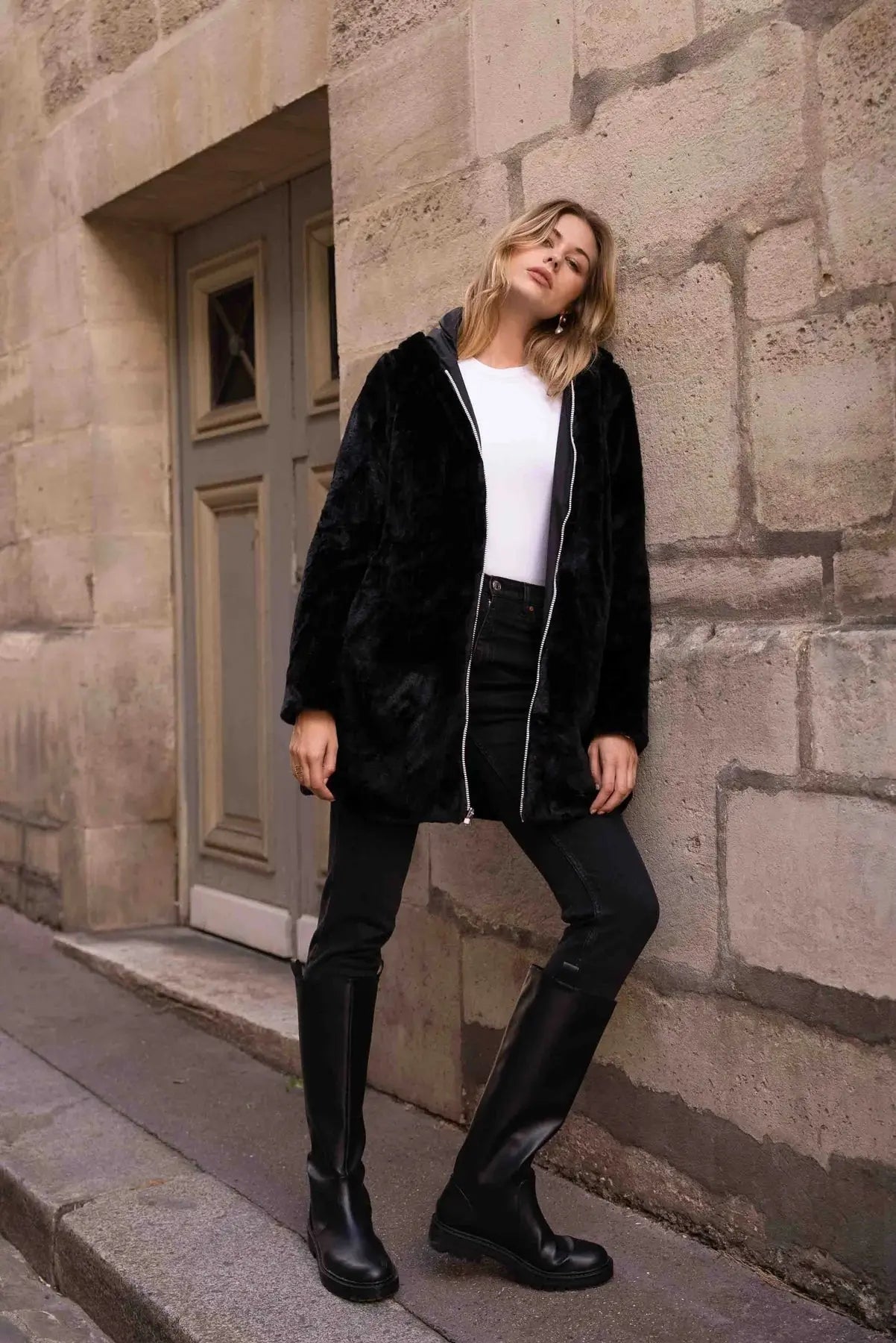 PARKA IMPERMEABLE FOURRE LONG NOIRE La Chica