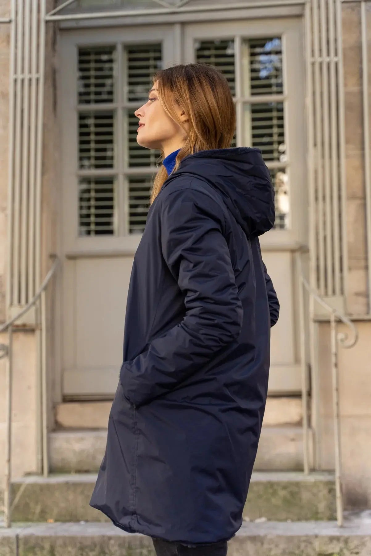 PARKA IMPERMEABLE LONG FOURRE MARINE LAURA JO La Chica